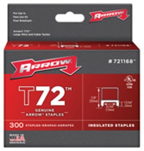 Arrow Fastener 721168HW T72 Series 15 ga. Wide Crown Insulated Staples 3/4 L in.