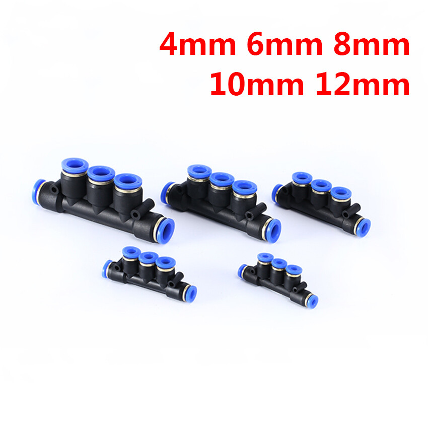 Pneumatic Air Tube Hose Push-In Fittings 5-Way Manifold Connectors 4/6/8/10/12mm
