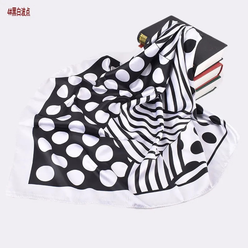 New Fashionable Black White Simple Print Sunscreen Silk Scarf Women Versatile Ne