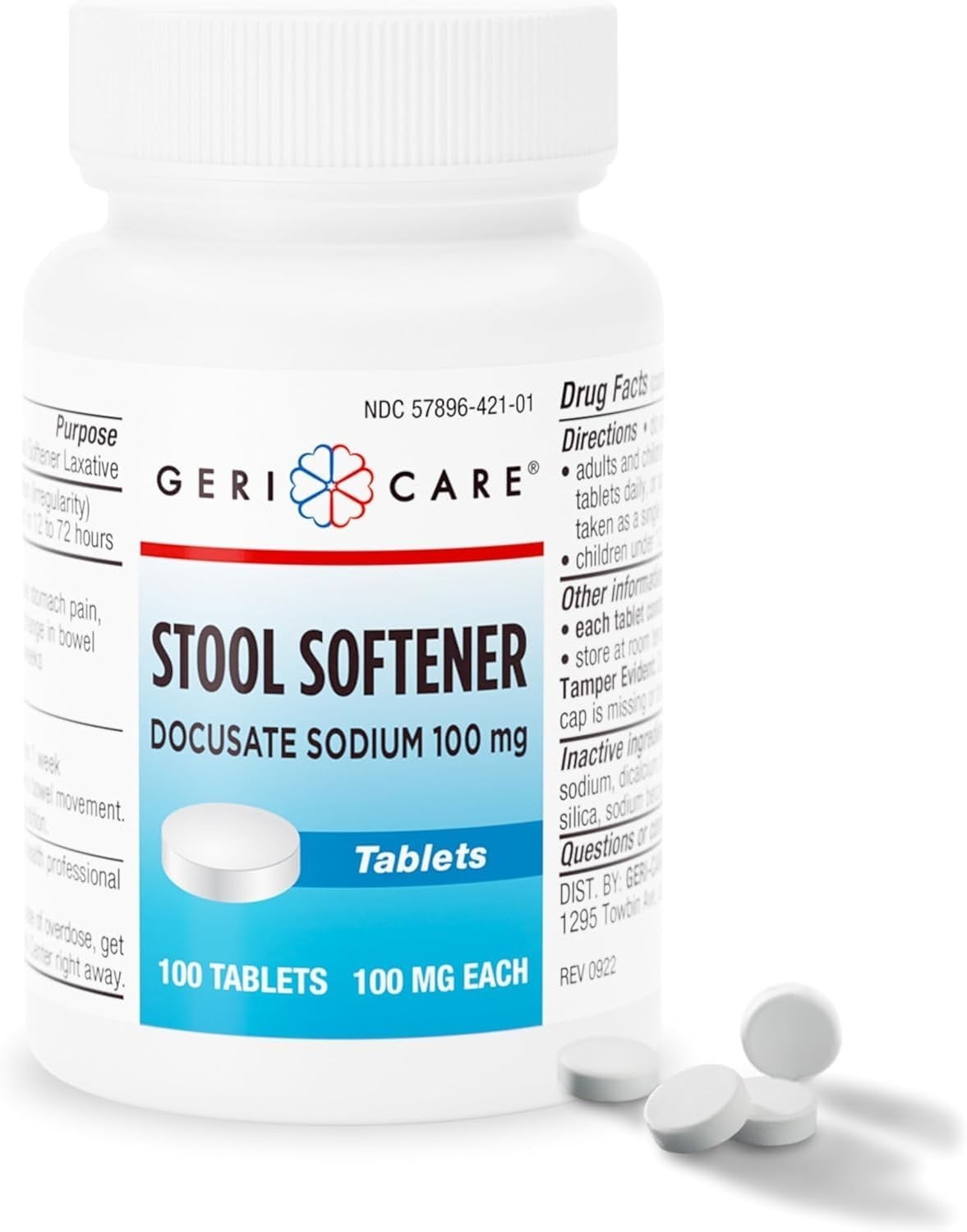 Docusate Sodium Stool Softeners 100mg Tablets Pack of 2 for Constipation Relief