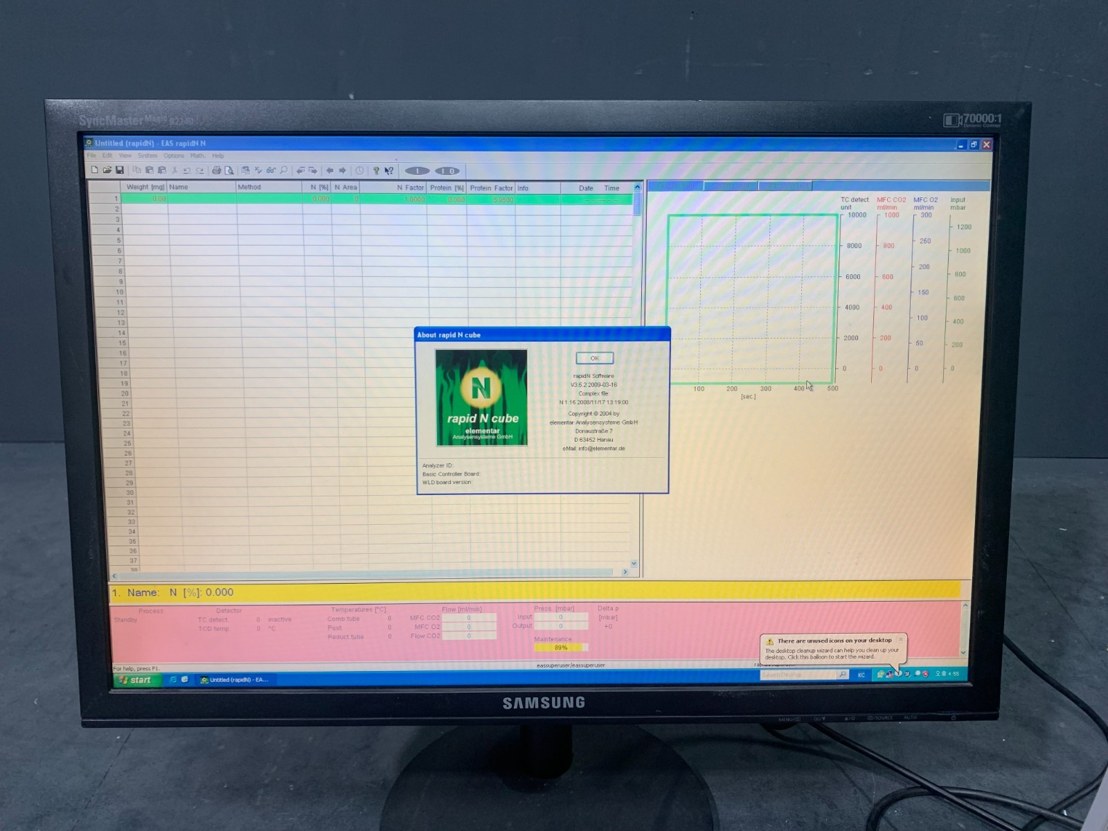 Elementar Rapid N Cube Nitrogen and Protein Analyzer w/PC Software