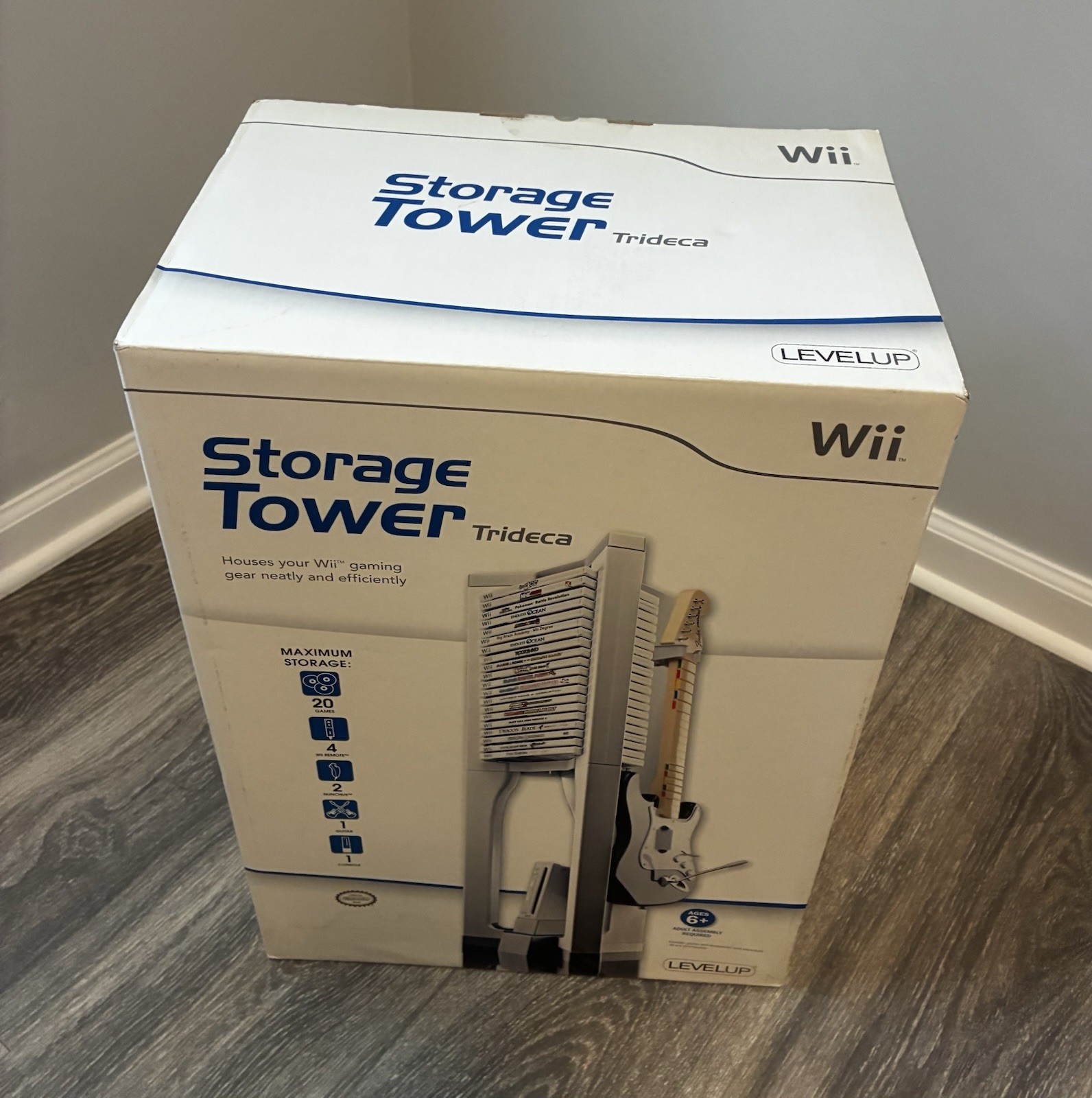 LEVELUP Storage Tower Trideca for Nintendo Wii Organizer Ventilated White/Blue