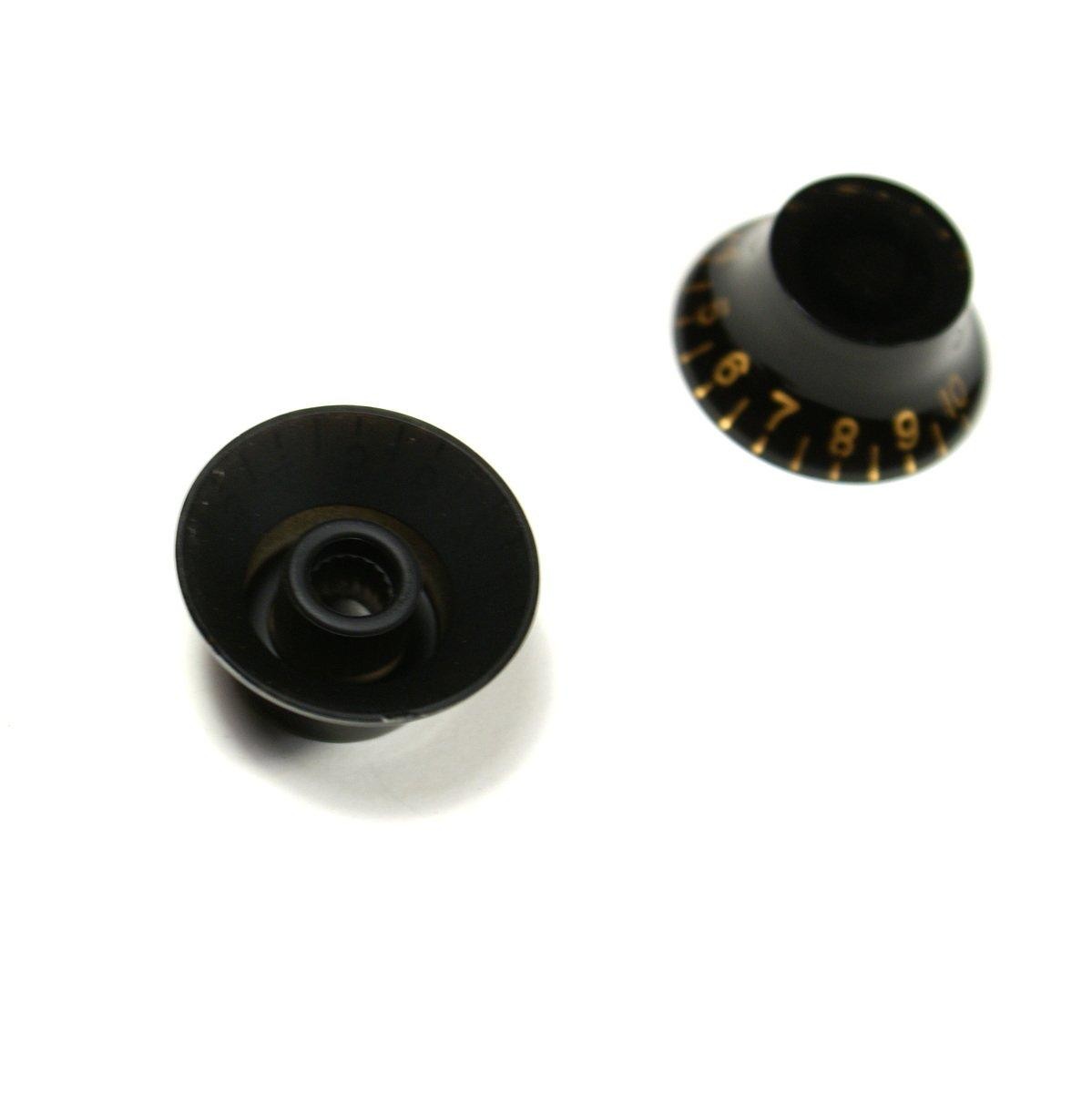 Set of 2 Top Hat Bell Style Guitar Speed Knobs -BLACK (A25)