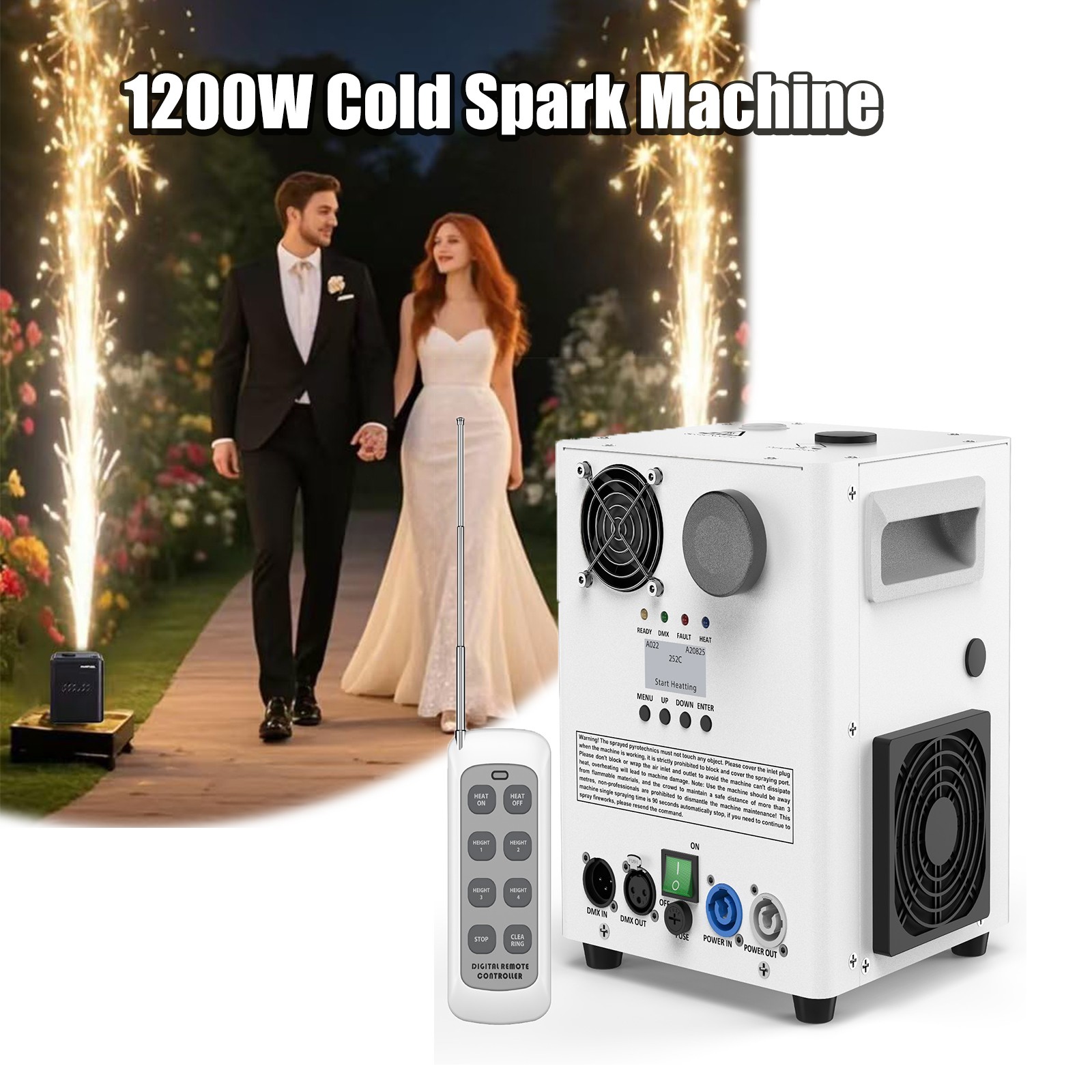 1200W Cold Spark Machine Stage Effect Firework Machine DMX Event Party Wedding