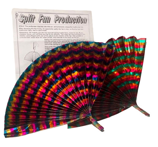 SPLIT FAN PRODUCTION 2 Spring Mylar Magic Trick Stage Appearing Pop Open Into 2
