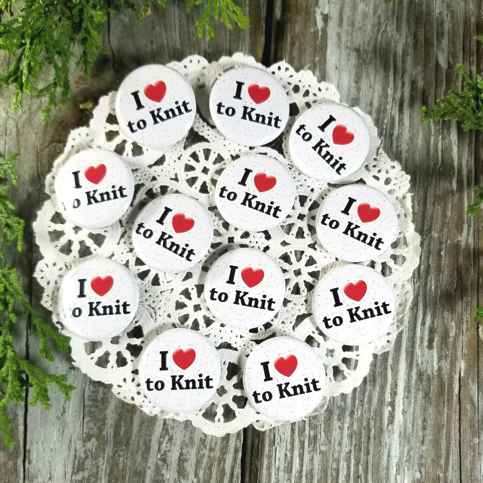 10  Love to Knit Pins 1 1/4" Pinback Buttons Party Favor Gift New USA Knitting
