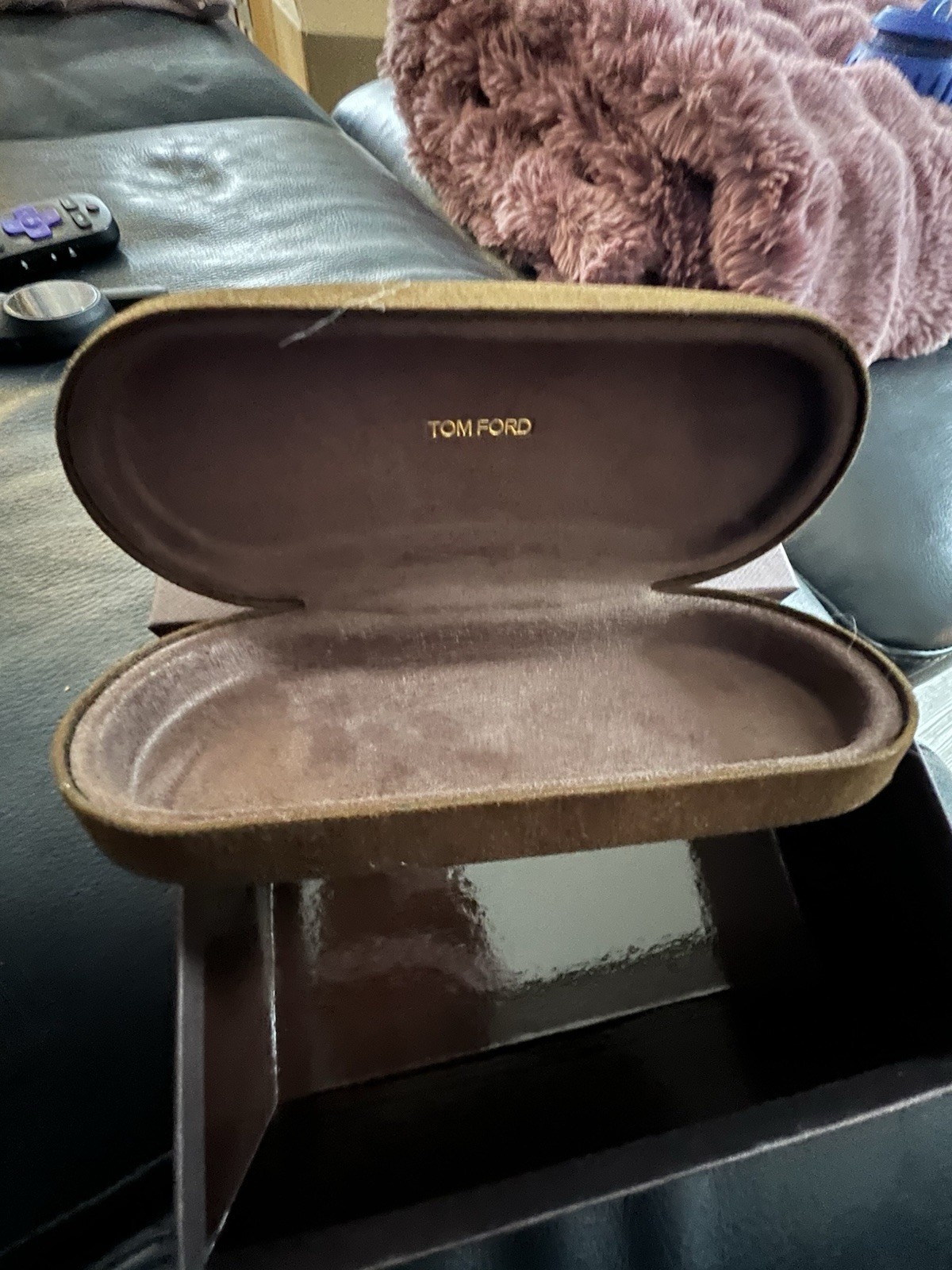 Tom Ford Small Brown Velour Hard Glasses Case