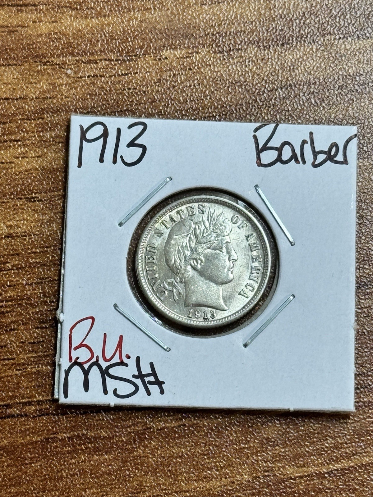 1913 P BARBER SILVER DIME BU UNCIRCULATED MS++ US 10c TYPE COIN (Raw16176)