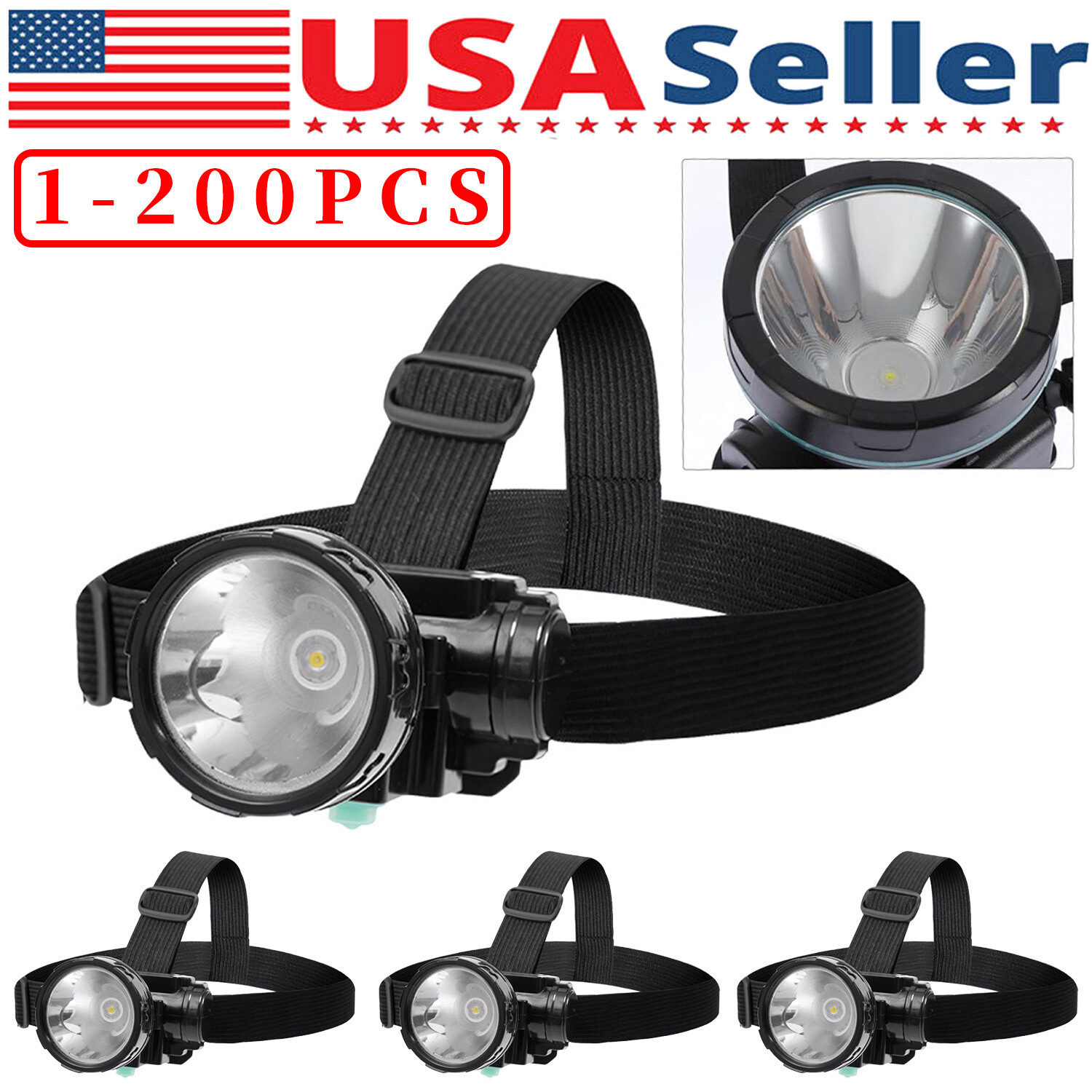 Led Headlight Miner Mining Lamp Torch Camping Fishing Bright Rechargable Light