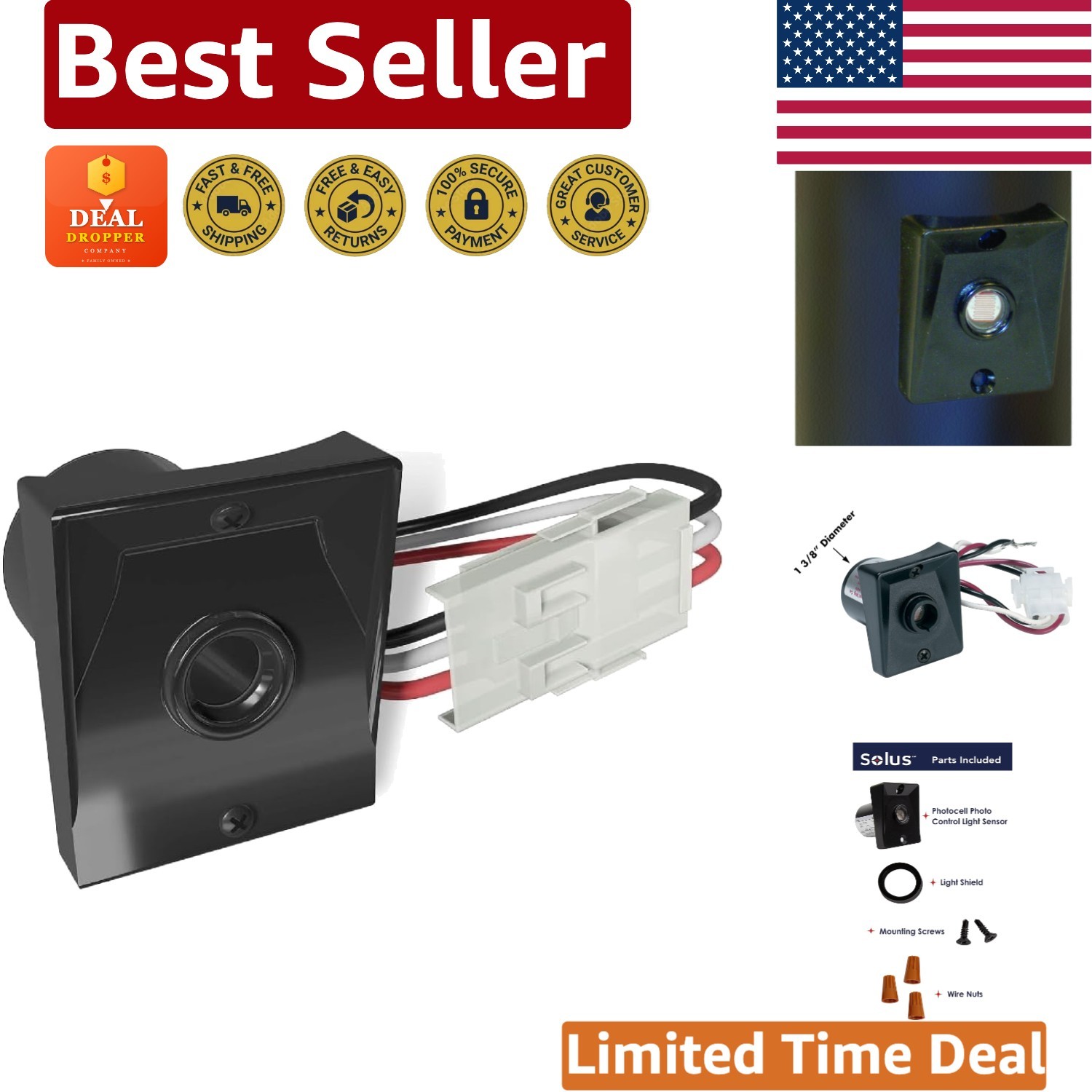 Versatile Outdoor Photocell Sensor – 120V Easy Plug-In Design for Lamp Posts
