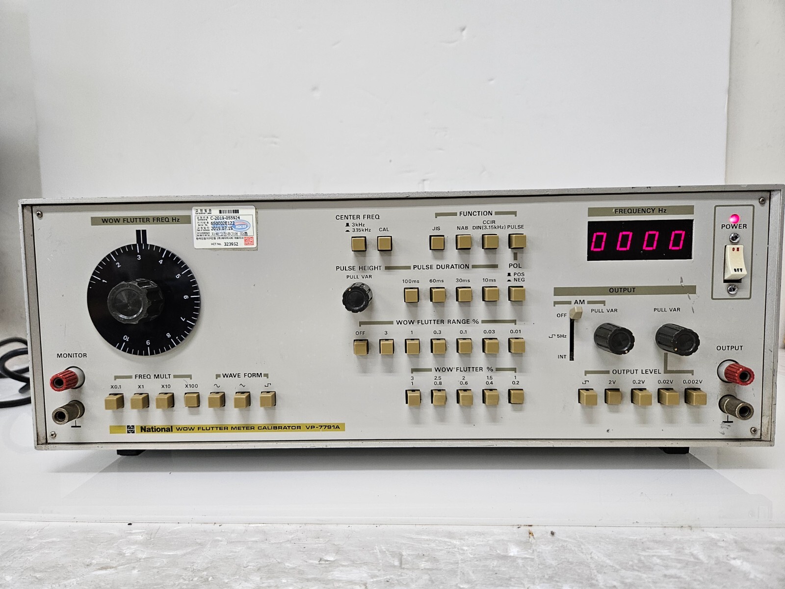 (AS-IS)National WOW Flutter Meter Calibrator VP-7791A , untested , Only 110V