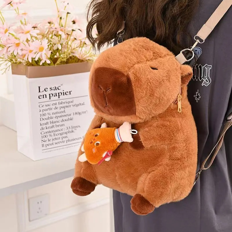 Capybara Plush Backpack - Adorable Stuffed Animal Doll Bag