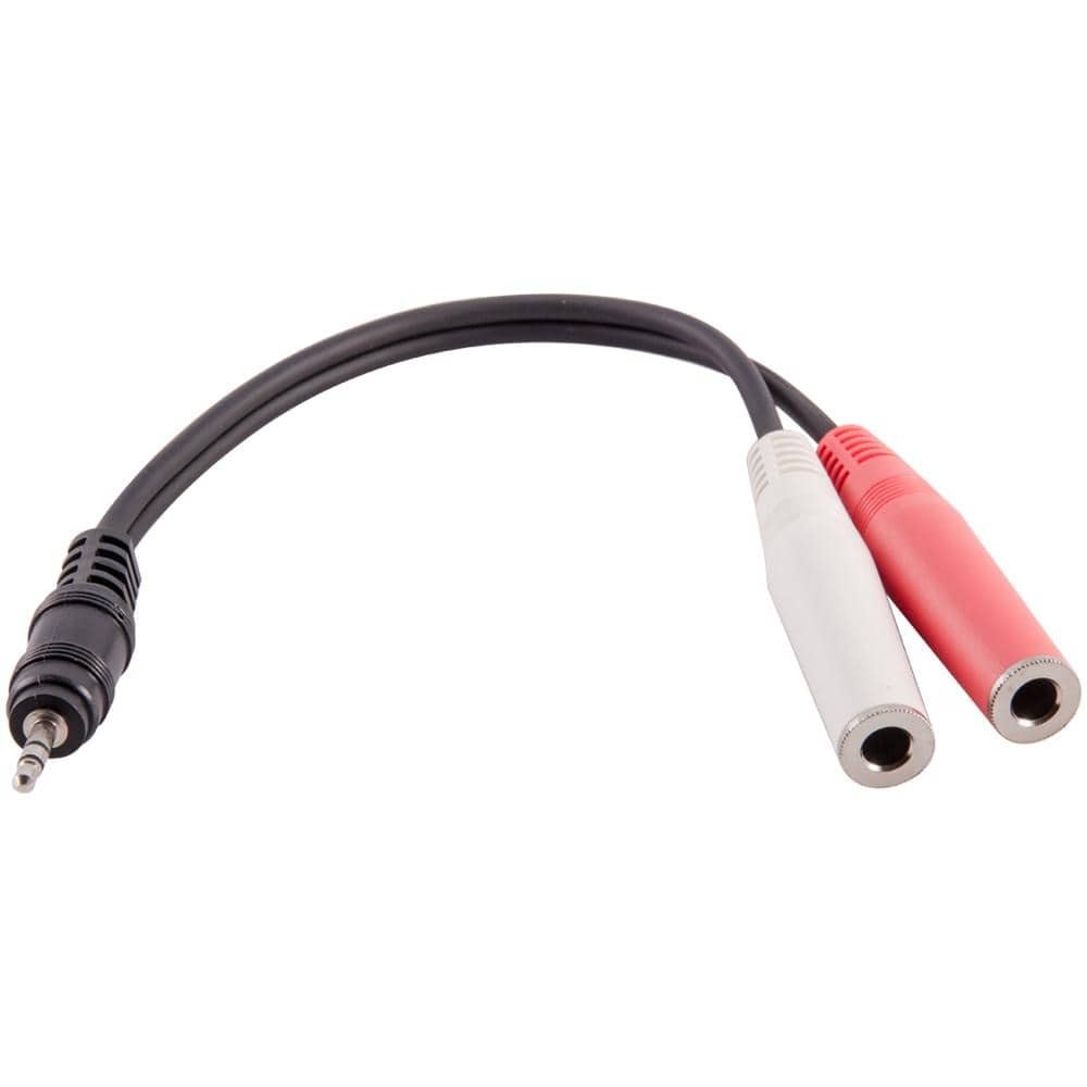 6 Inch 1/8 Inch Male to Dual Mono 1/4 Inch Female Y Splitter Cable