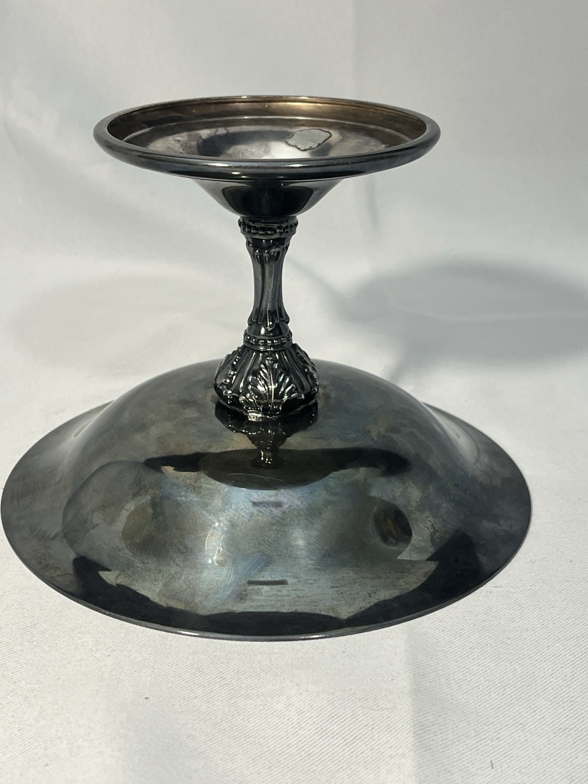 Reed & Barton 141 Red Enamel on Silverplate Footed Compote Dish
