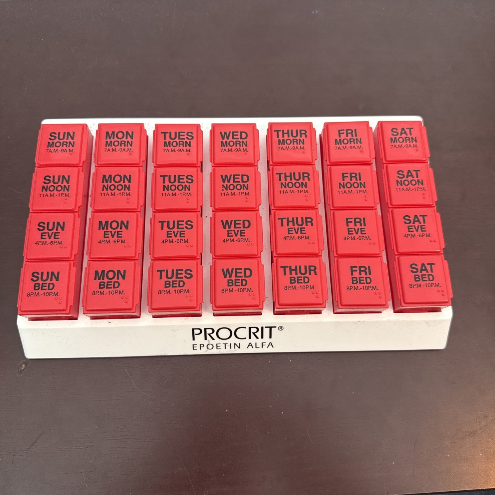 Procrit Epoetin Alfa Weekly Medication Organizer 4x/Day EMPTY Promo Box