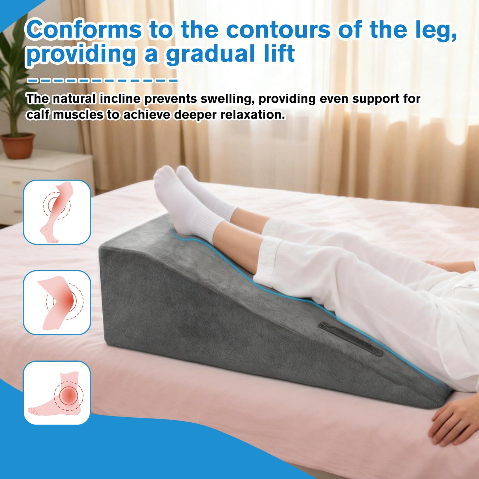 Leg Elevation Pillow, Trapezoidal Foot Elevation Pillow for Elevation for Swe...