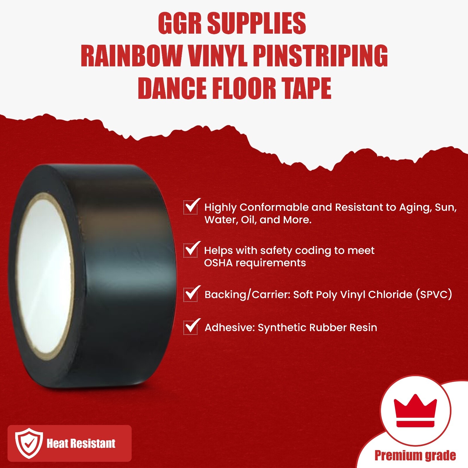 Vinyl Pinstriping Tape - 12 OSHA COLORS AVAILABLE: 1/4 INCH (6mm) x 108 Ft 5MIL