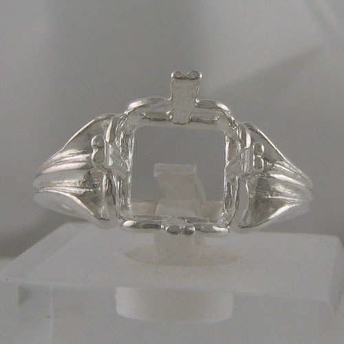 PRE-NOTCHED 10MM ANTIQUE CUSHION SOLITAIRE RING STERLING SILVER CR65SS
