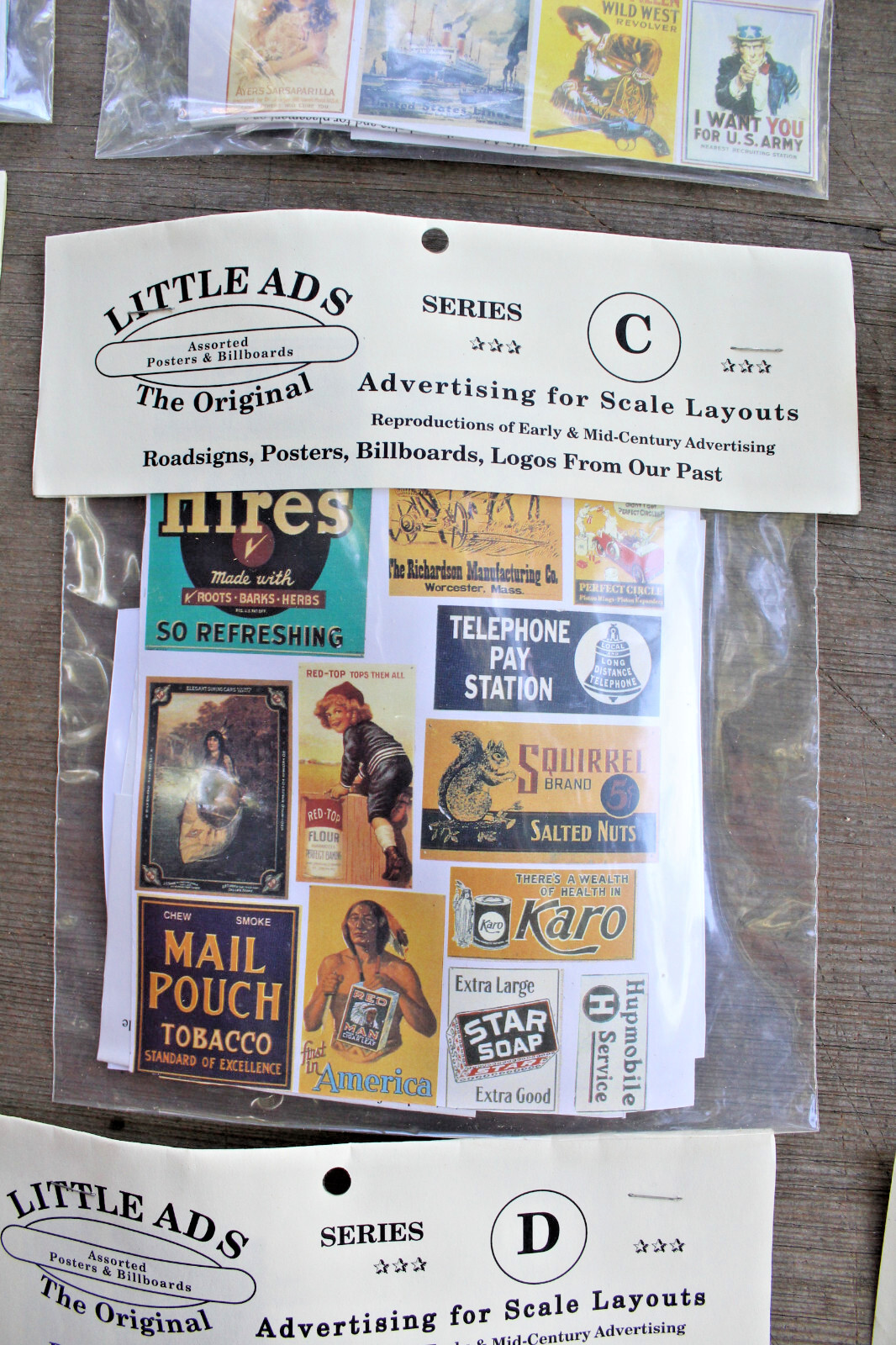 9 Packs of Vintage Little Ads Posters & Billboards for O Scale
