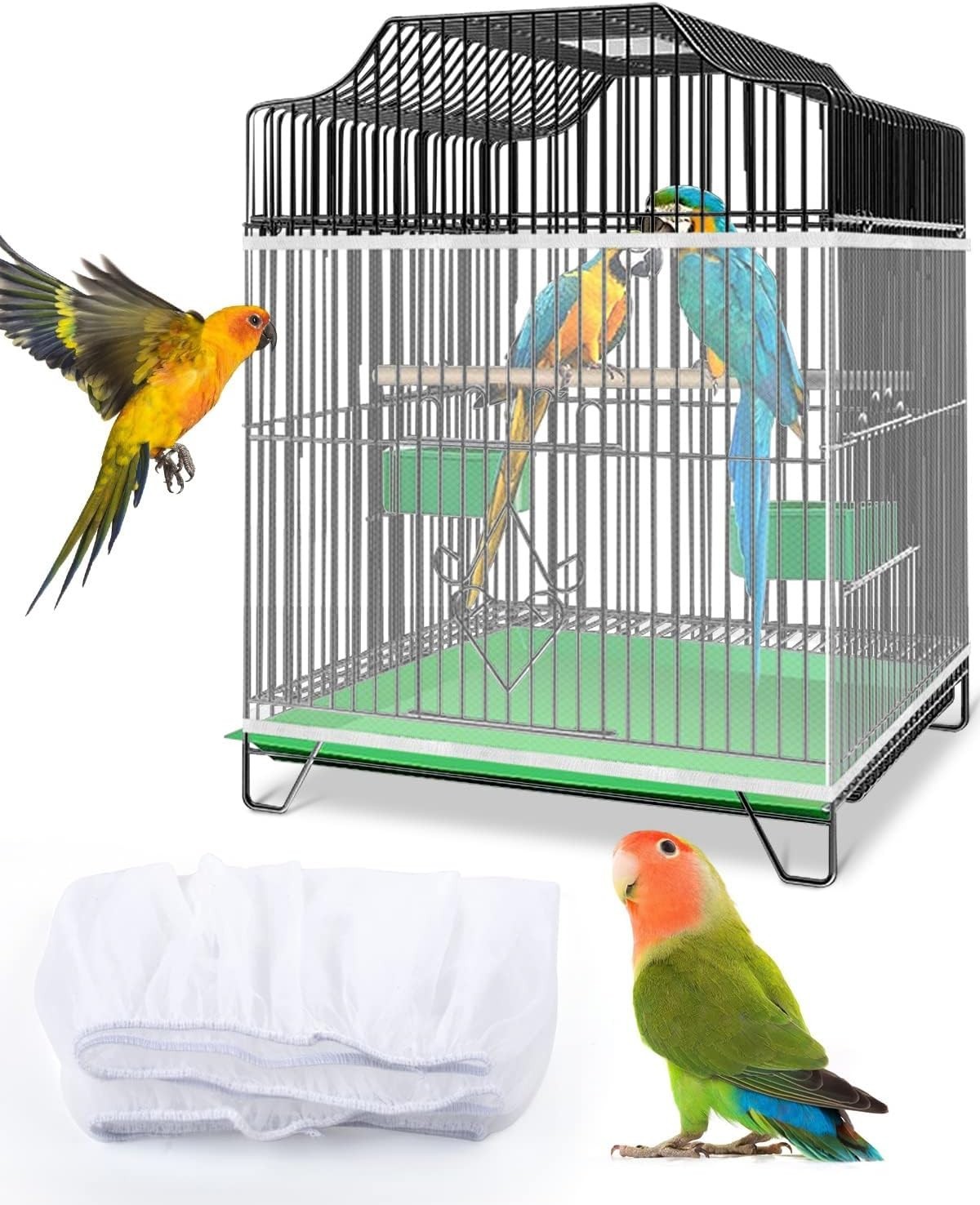 Cubierta De Red Ajustable Para Jaula De Pajaros, Colector De Semillas De Jaula