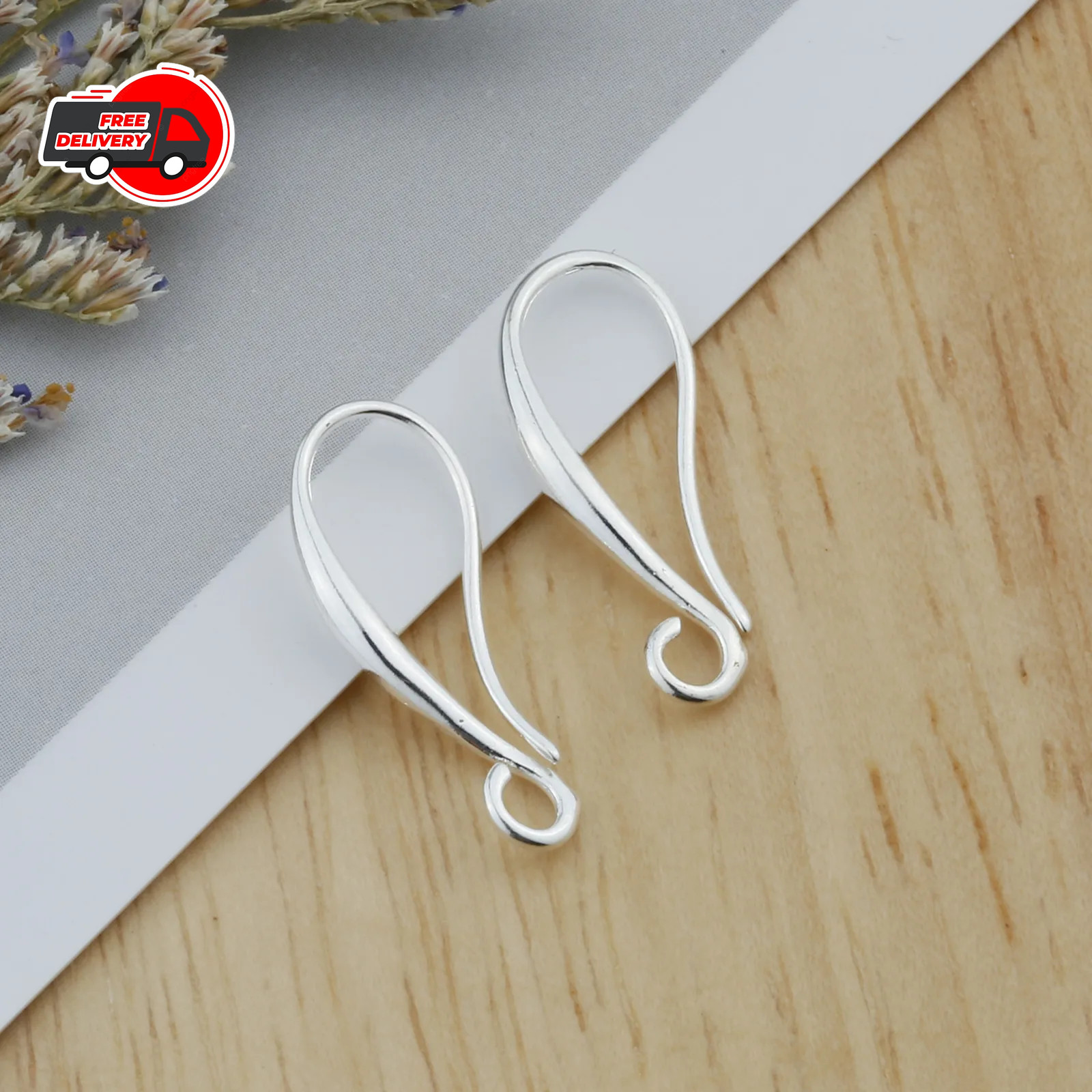 10pc 925 Sterling Silver Earring Bail Pinch Clasp Hook Smooth Jewelry Findings