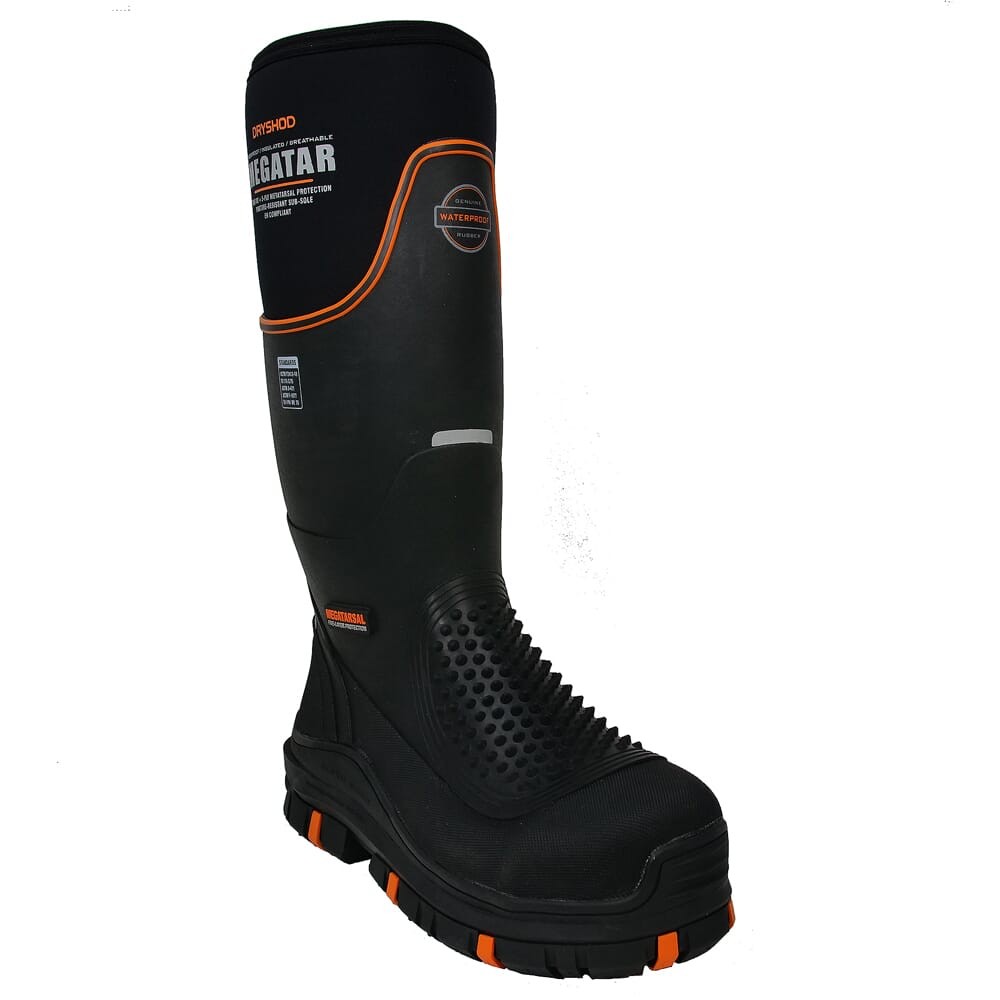 Dryshod Megatar Black/Orange Steel Toe Work Boots Oil/Slip Resist. [MEG-MH-BK-M]