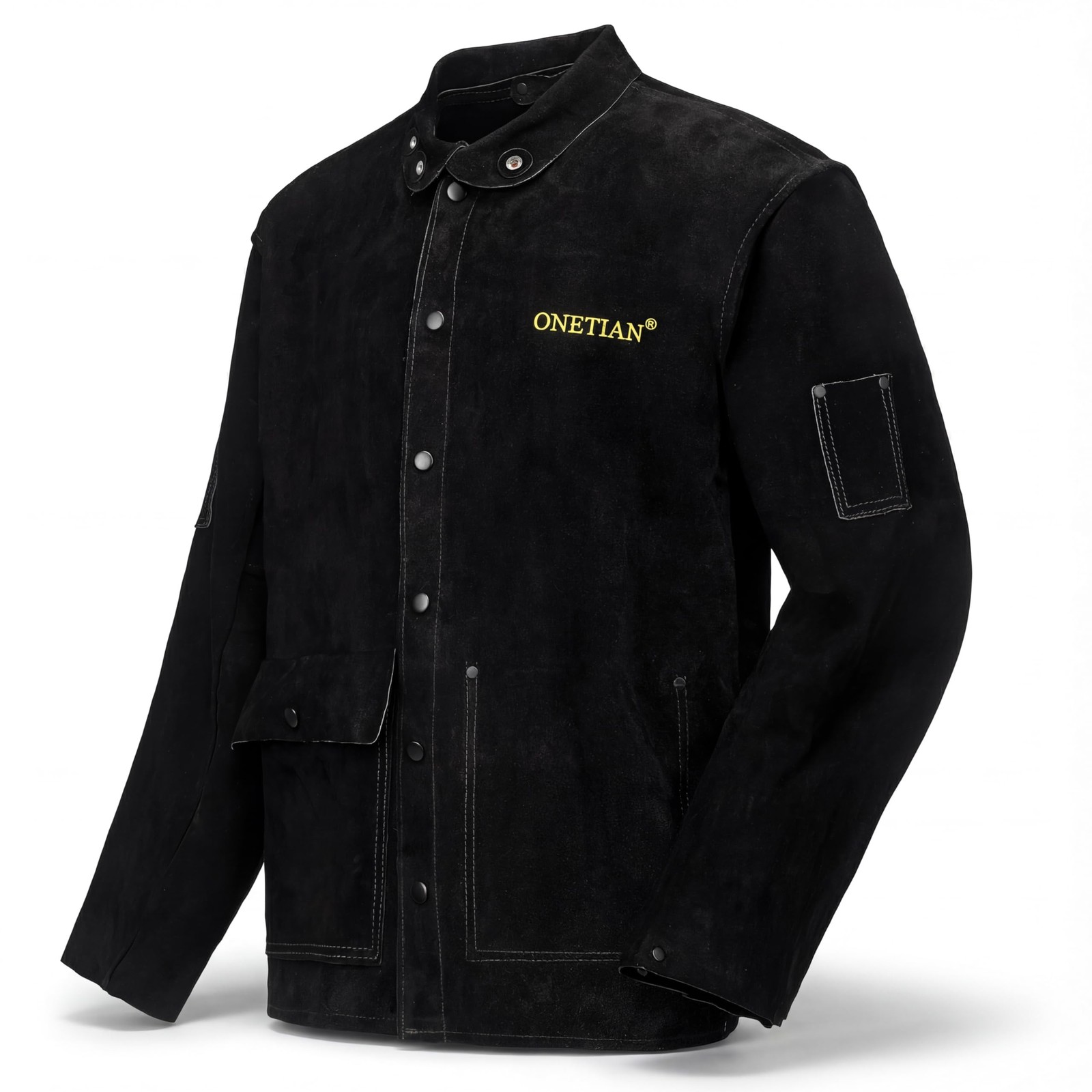 Leather Welding Jacket Black;Heavy Duty Safety Jacket;Heat and Flame Resistant