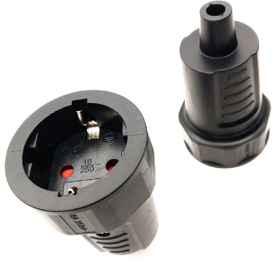 Black EU Schuko French Korea 4.8mm Pin DIY Rewireable Female Socket Adapter,S...