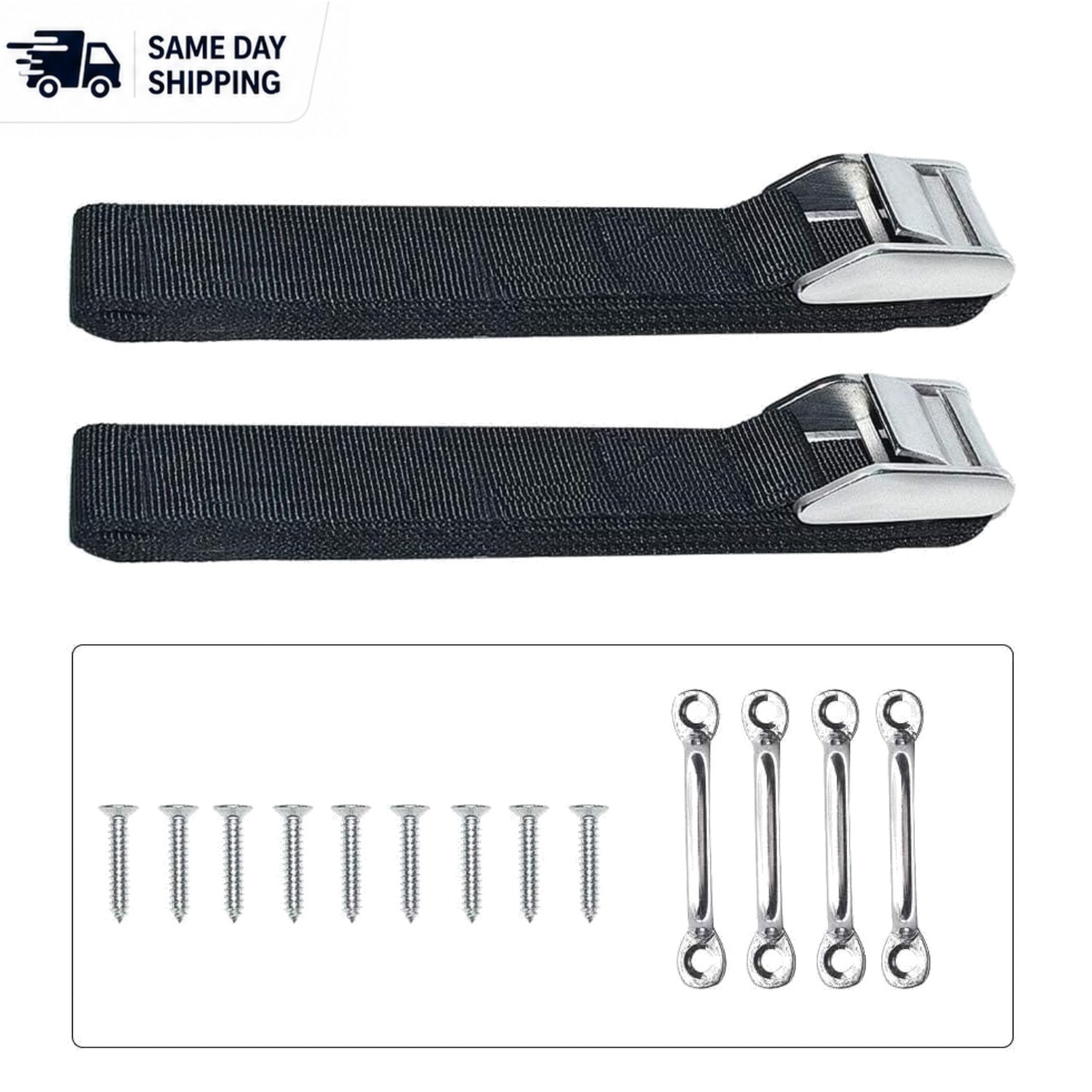 Battery Box Hold-Down Strap Kit - 2x 78'' Nylon Straps & Stainless Steel