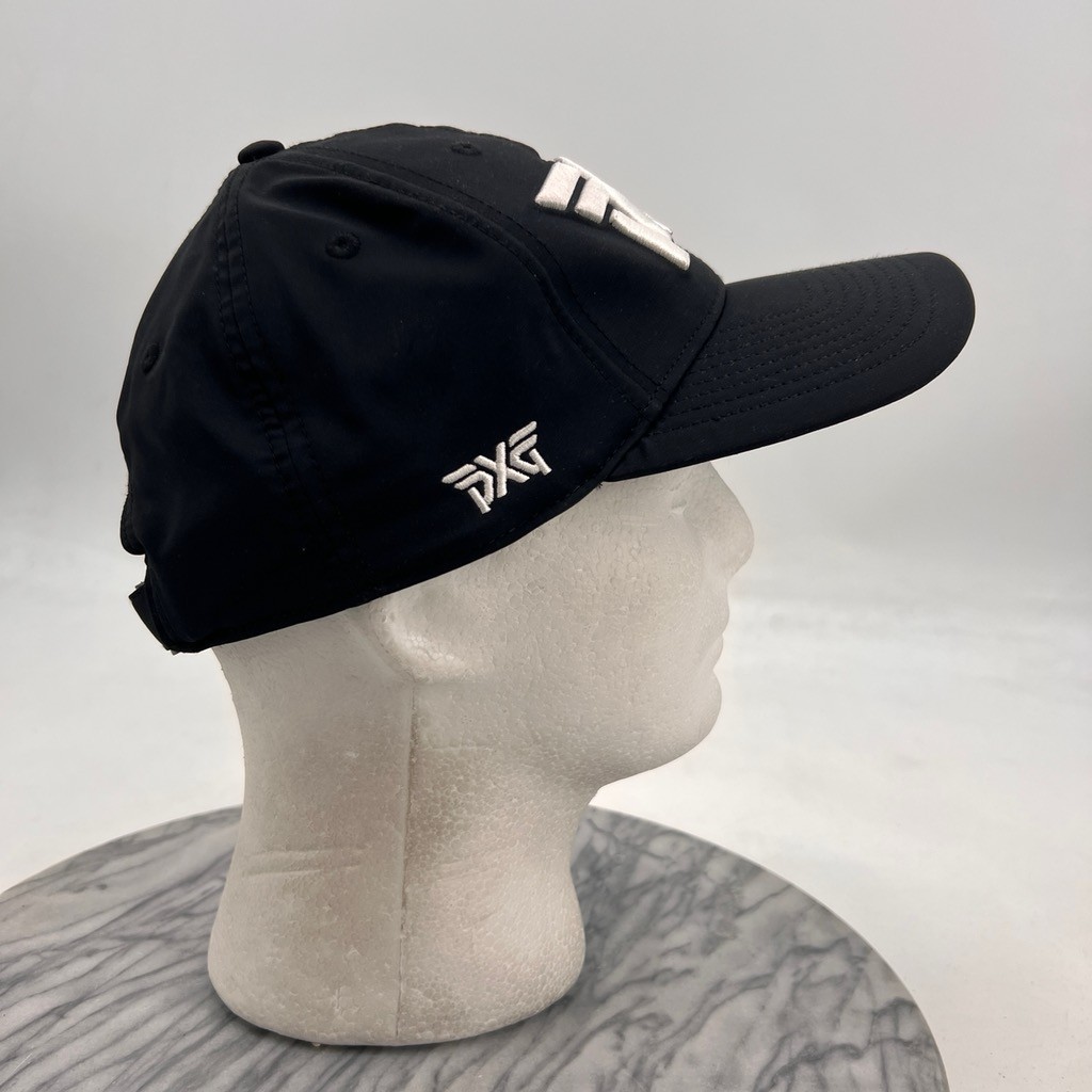 PXG Hat Mens One Size Black Strapback Adjustable Stretch Embossed Logo Golf Cap