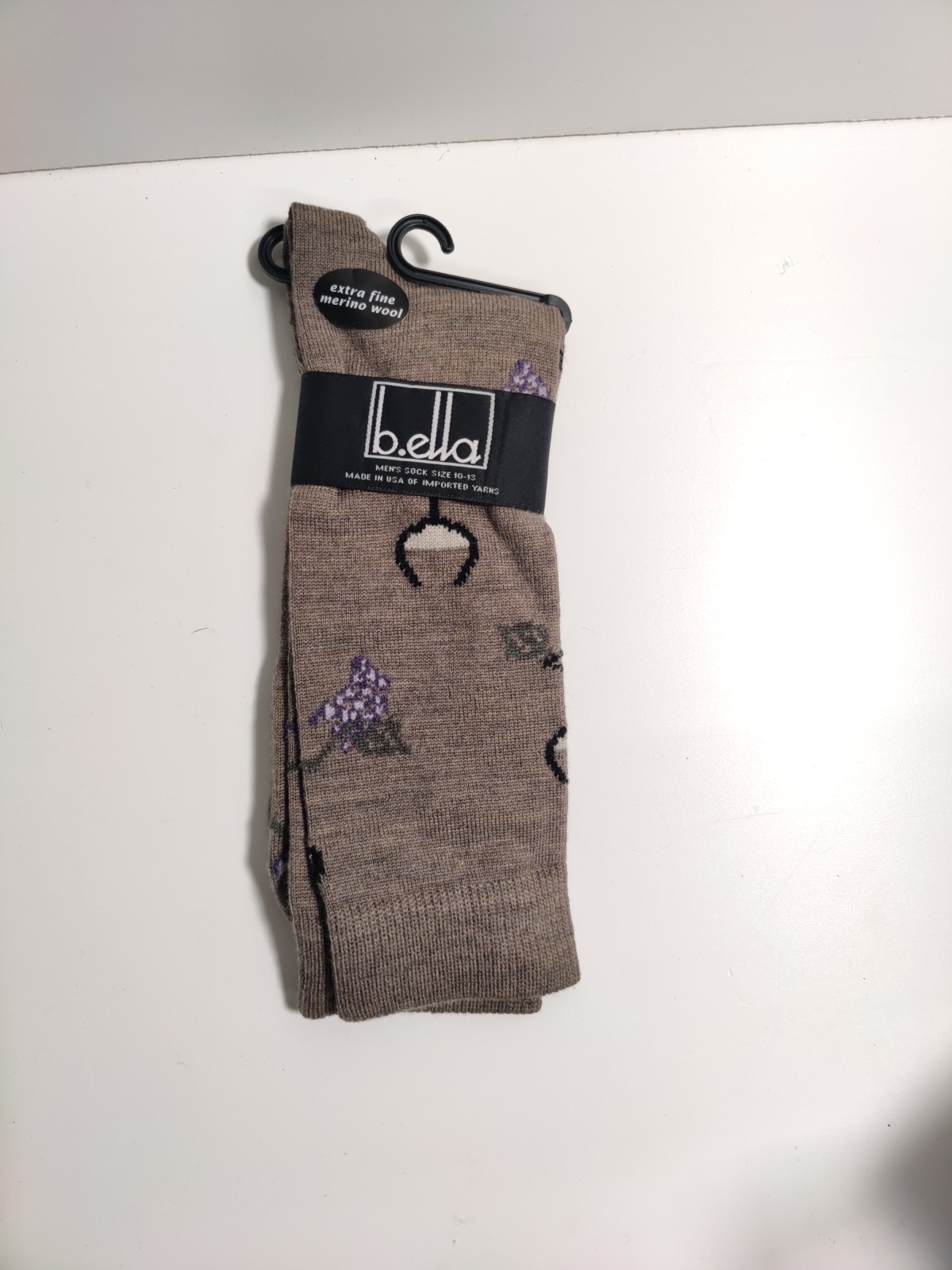 B.ella-men's socks-romeo #5757-taupe-Made in USA-merino wool blend **N17**