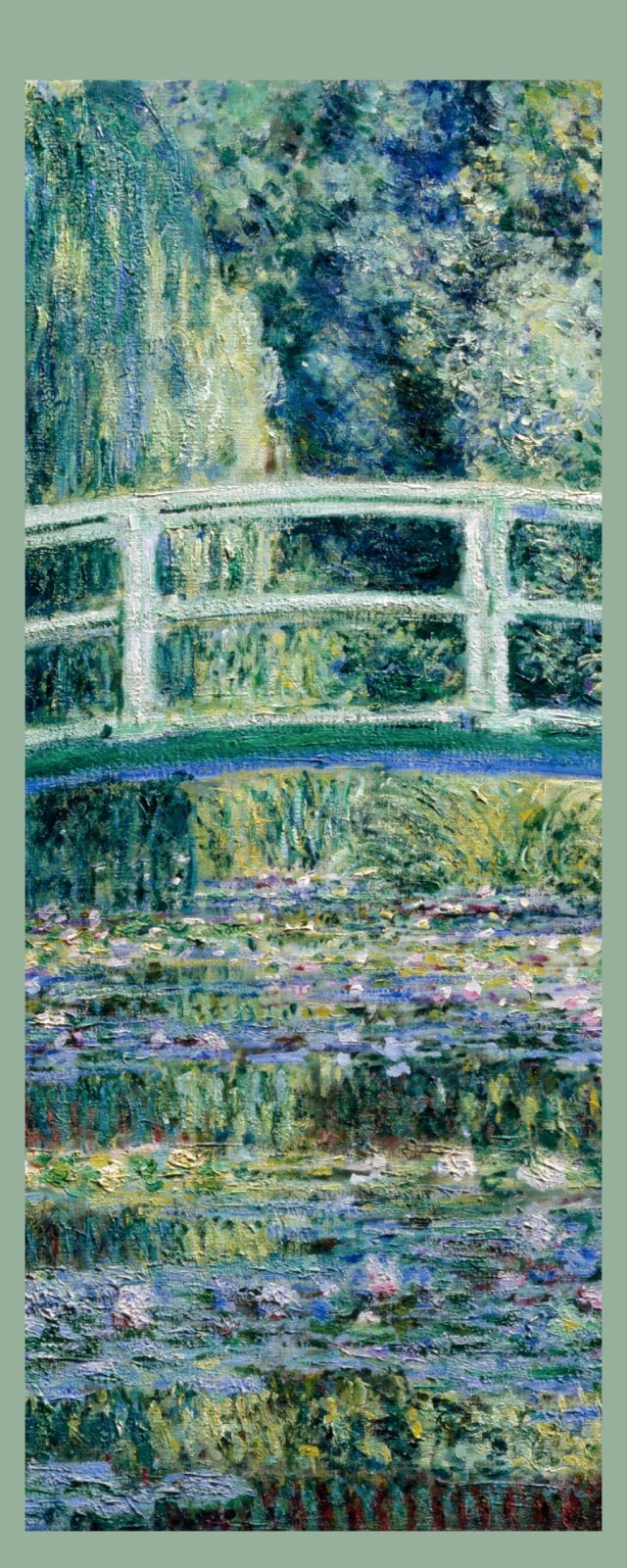 Claude Monet Water Lilies & Bridge - Laminated Photo Bookmark - 2.5 x 6 in