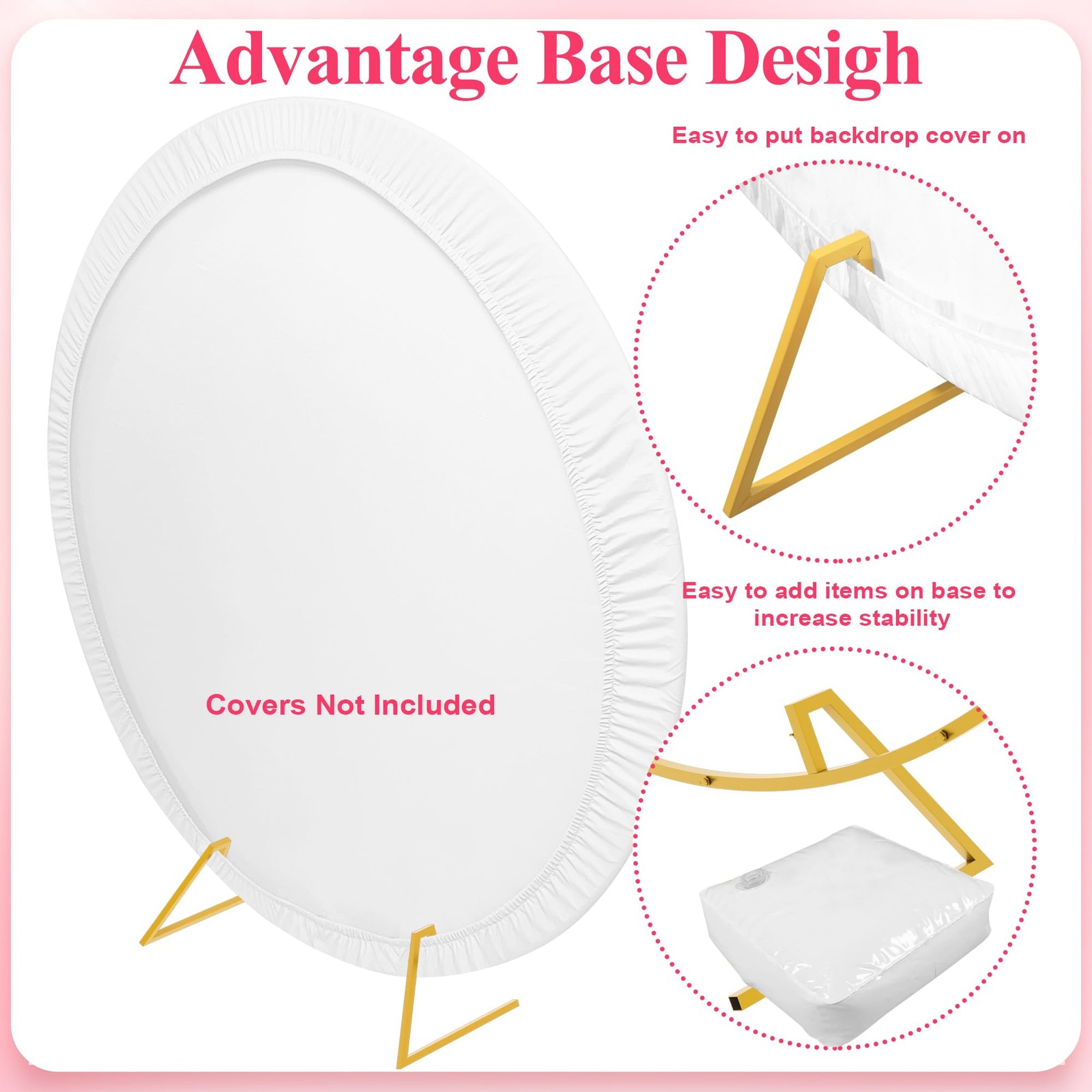 Wokceer Round Backdrop Stand 7.2Ft Circle Balloon Arch Frame Circle Backdrop