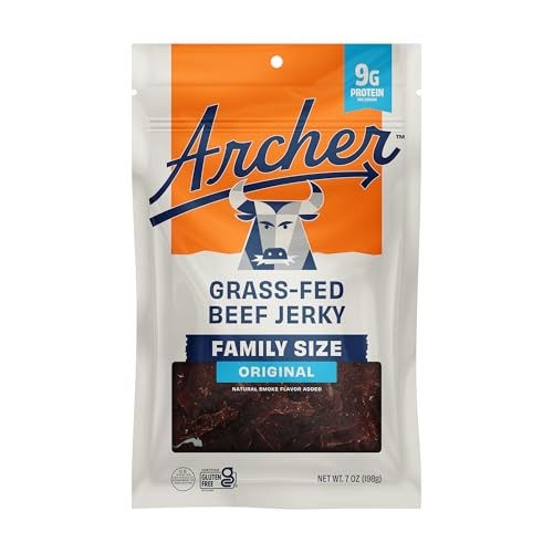 Archer Grass-Fed Beef Jerky Snack Bag, Original Flavor, Gluten Free, 7 oz