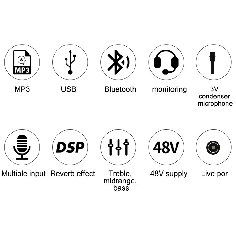 Pro 4 Channel Studio Audio Mixer Bluetooth USB DJ Live Sound Mixing Console