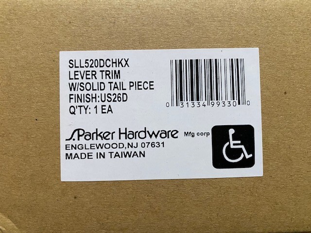 S.Parker SLL520DCHKX LEVER TRIM W/ SOLID TAIL PIECE, FINISH US26D (NEW)