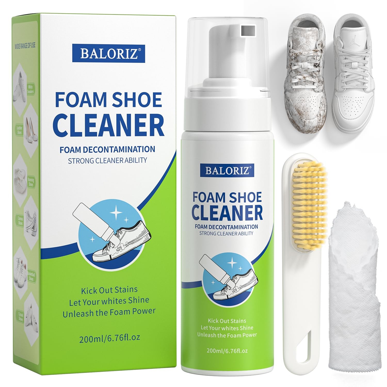 Shoe Cleaner Kit 6.76 Oz with Brush  Towel for White Sneakers