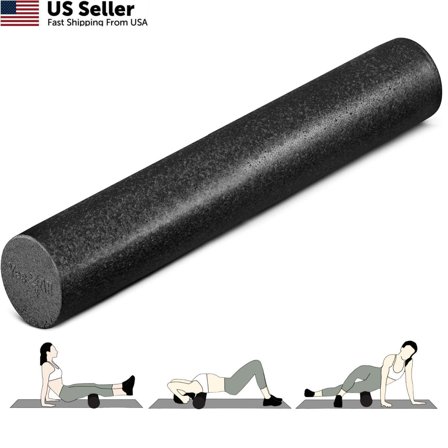 Yes4All Foam Roller, EPP High-Density Material, 36-inch (Pack of 1), B. Black
