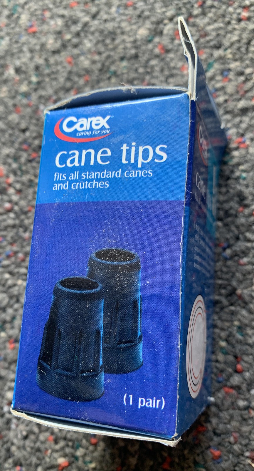 Cane Tips Carex A719-00 7/8in Black/2 Pack - New