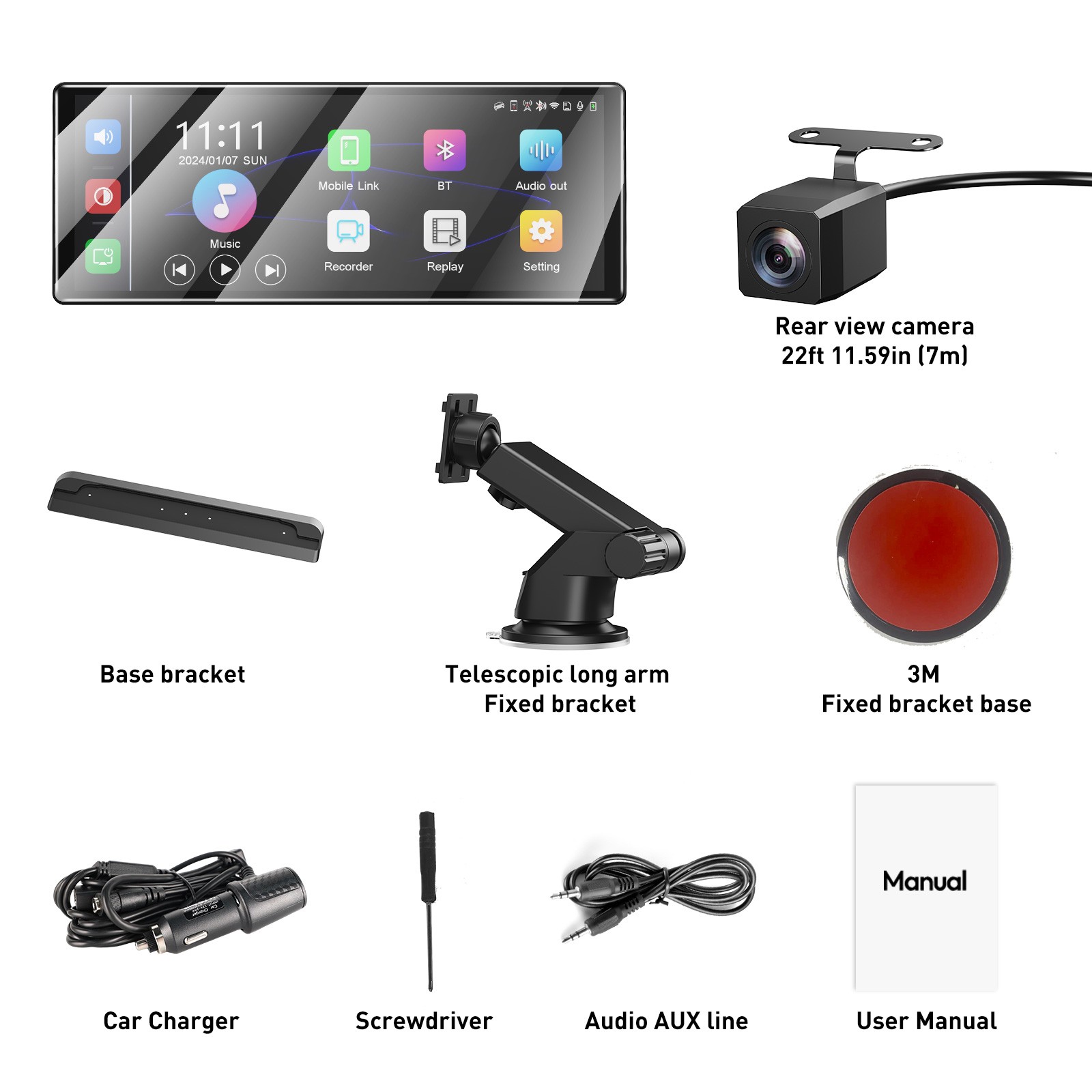 11.30" 4K Touch Screen Dash Cam Wireless Apple Carplay & Android Auto Car Stereo