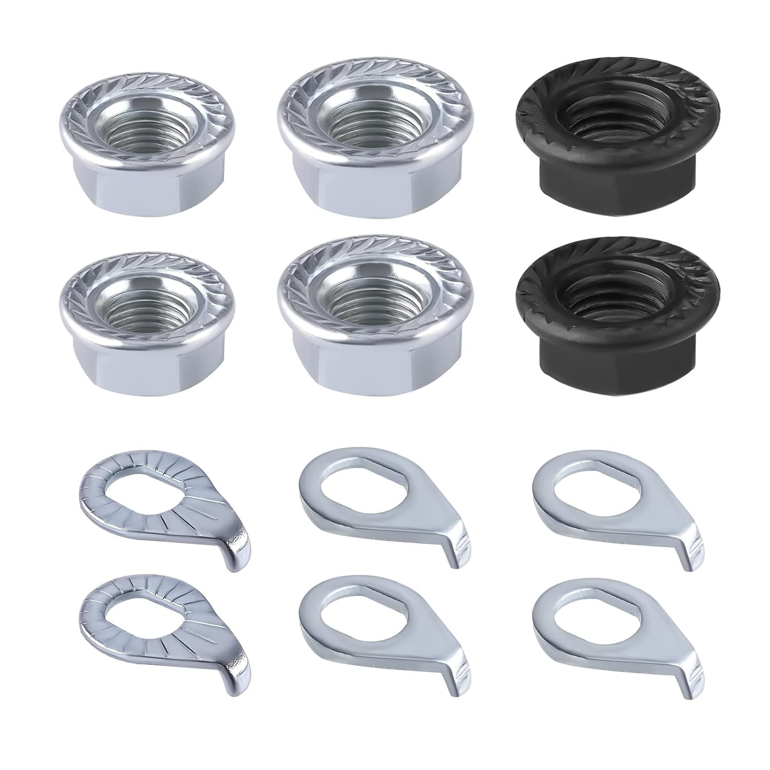 12Pcs Carbon Steel Bike Wheel Flanged Axle Nut Kit, M8/M9.5/M10 Thread Sizes Bic