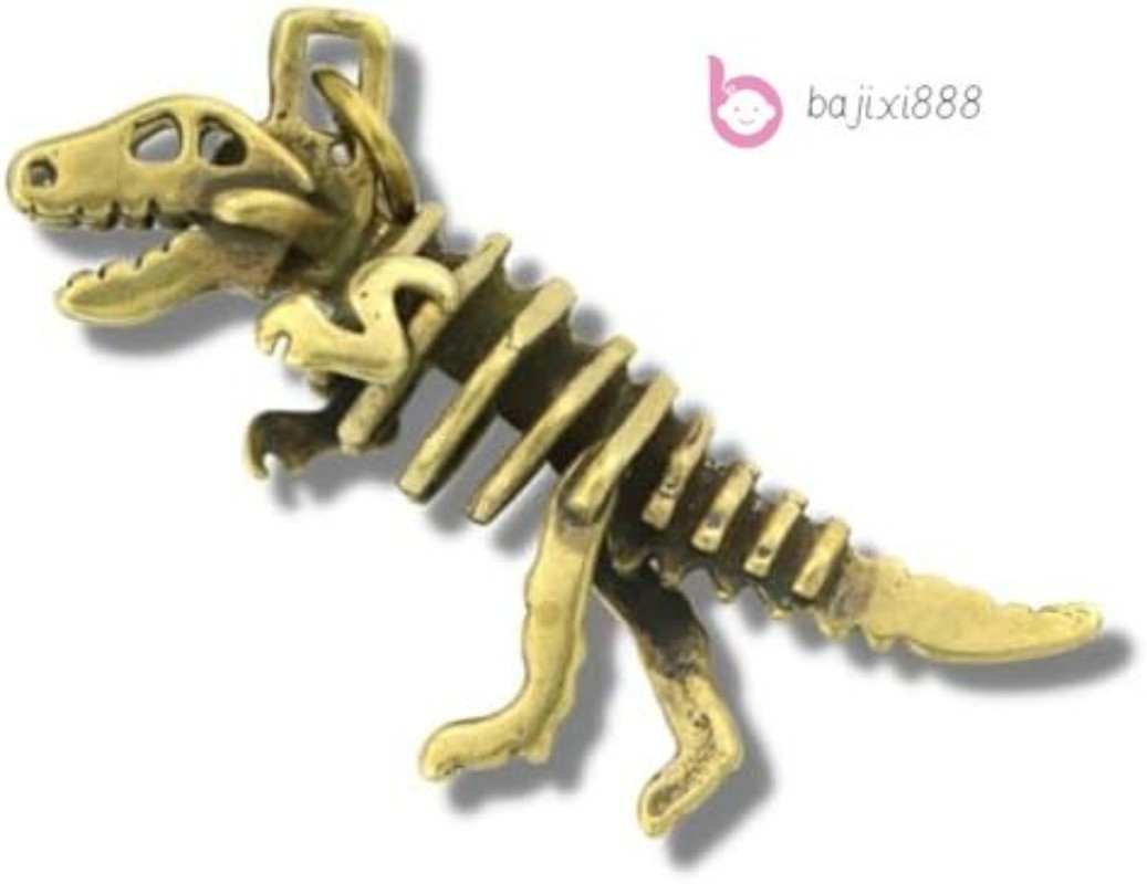 Retro brass creative dinosaur skeleton statue keychain pendant handicrafts
