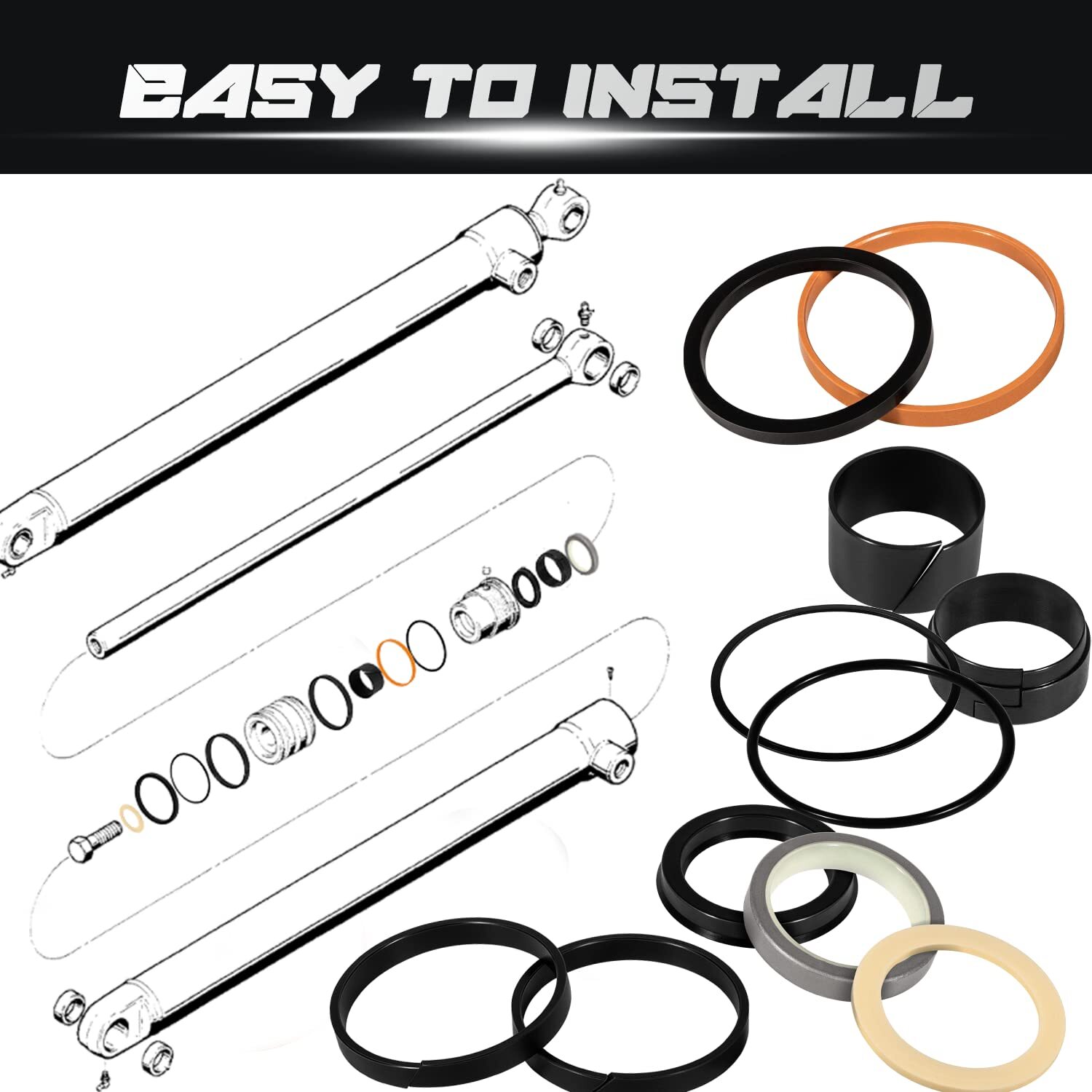 For Case Hydraulic Cylinder Seal Kits 1543252C1 G109452 G102404 1.5” Rod 3” Bore