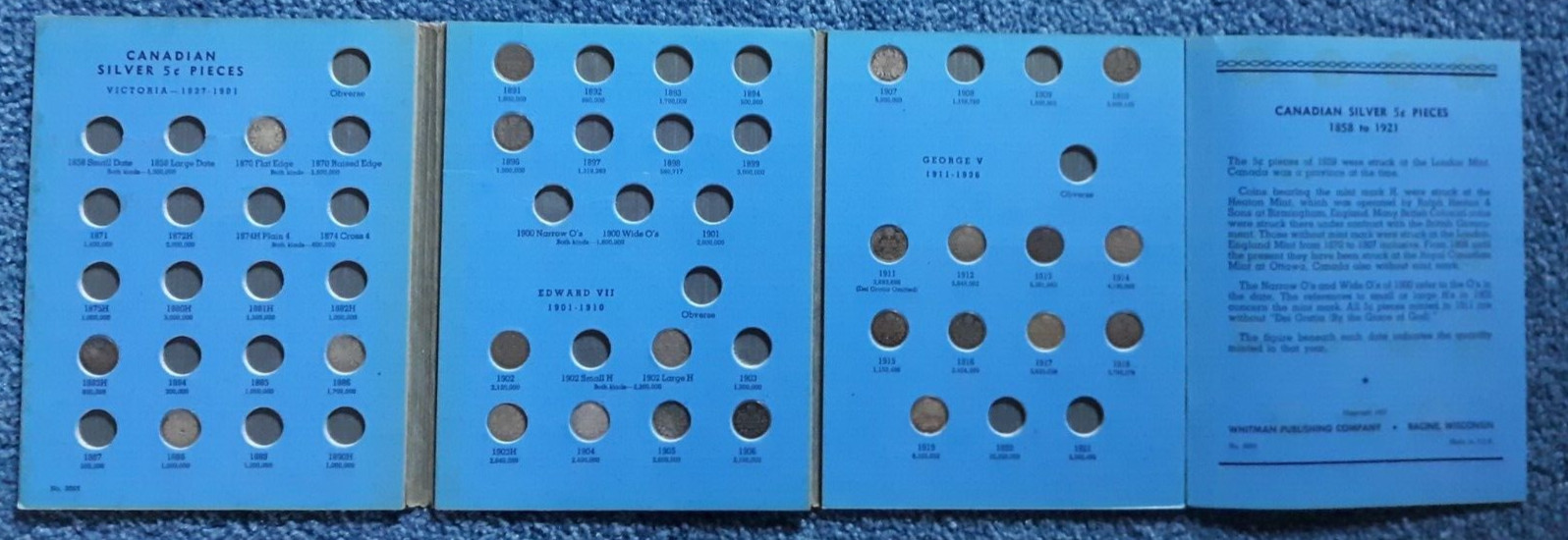 23 DIFFERENT CANADA 5c SILVERS IN FOLDER