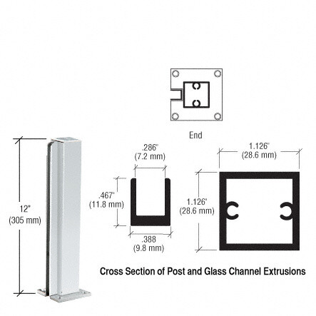 CRL D990A12E Satin Anodized 12" End Design Series Partition Post
