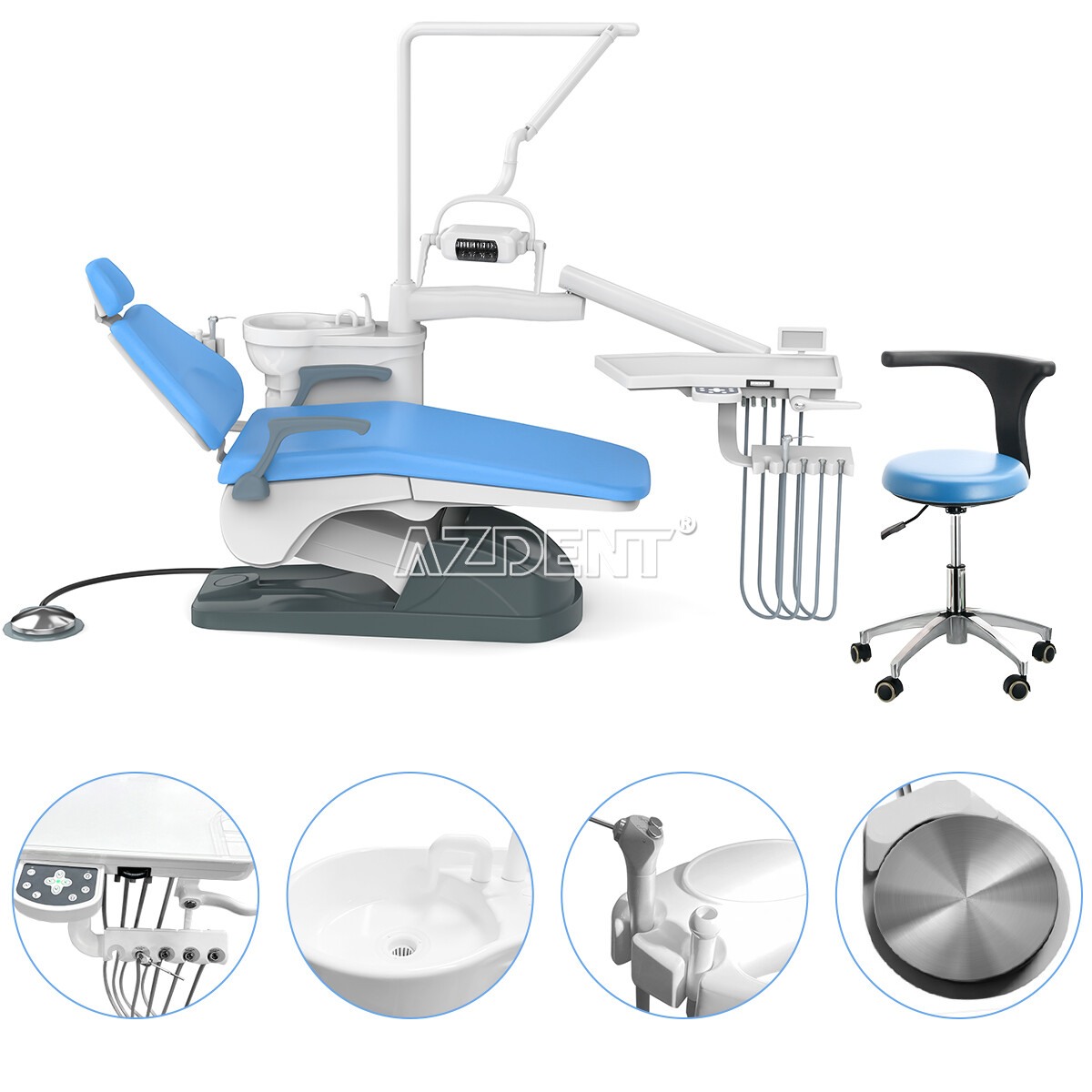 Dental Unit Chair Computer Controlled DC Motor PU Leather Stool/Handpiece 4 Hole