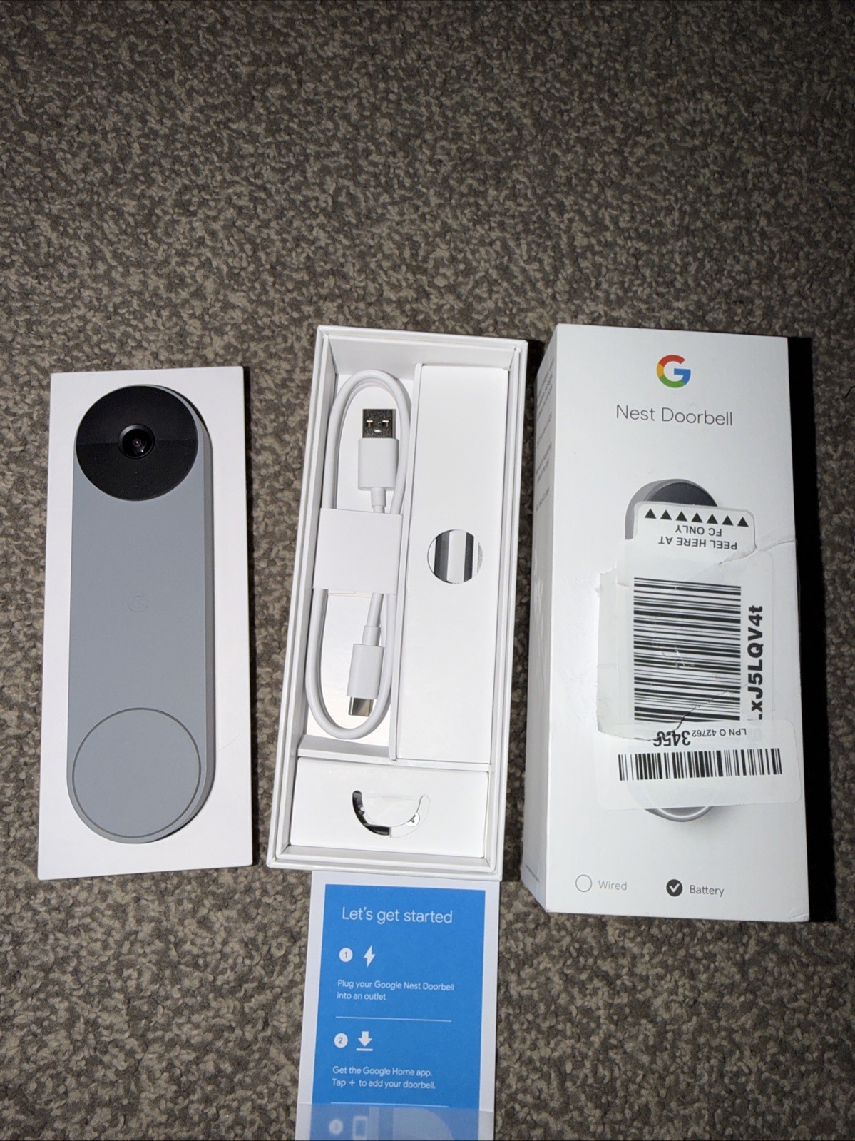 Google Nest Doorbell (Battery) - Wireless Doorbell Camera - Video Doorbell - Ash