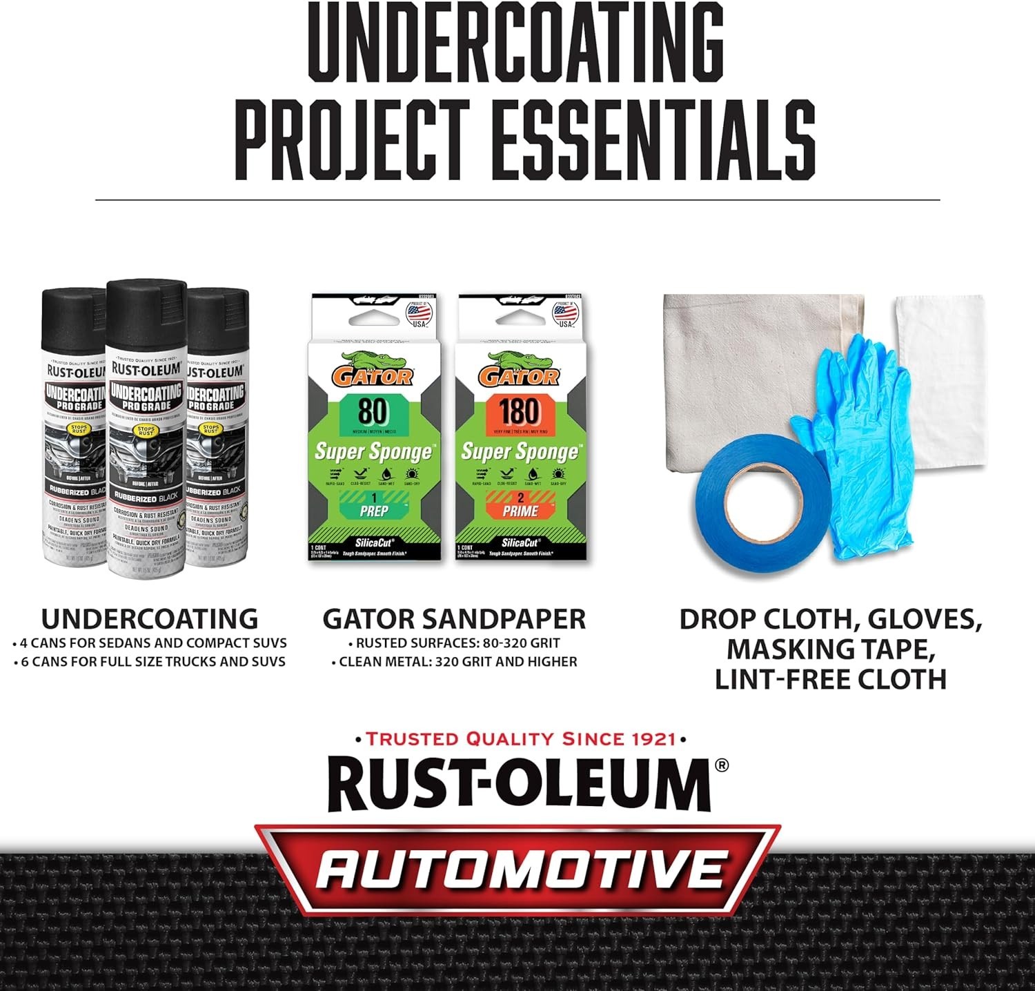248656-6PK Stops Rust Professional Grade Undercoating Spray Paint, 15oz,6 Pack