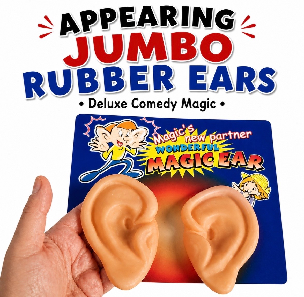 APPEARING JUMBO RUBBER EARS Funny Magic Gag Joke Latex Giant Elf Multiplying Set