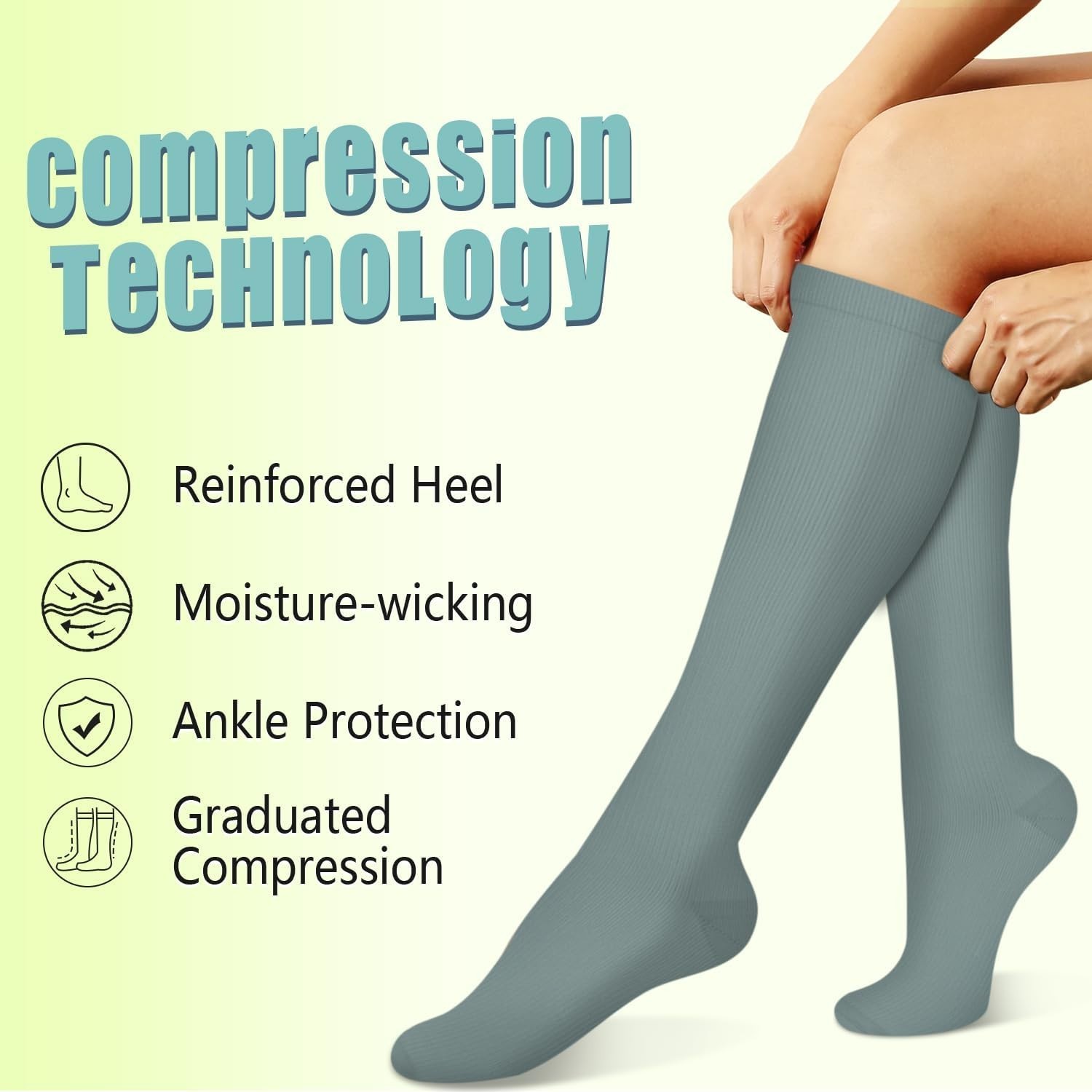 Athletic Copper Compression Socks 15-20 mmHg – Ideal for Hiking, Running & More